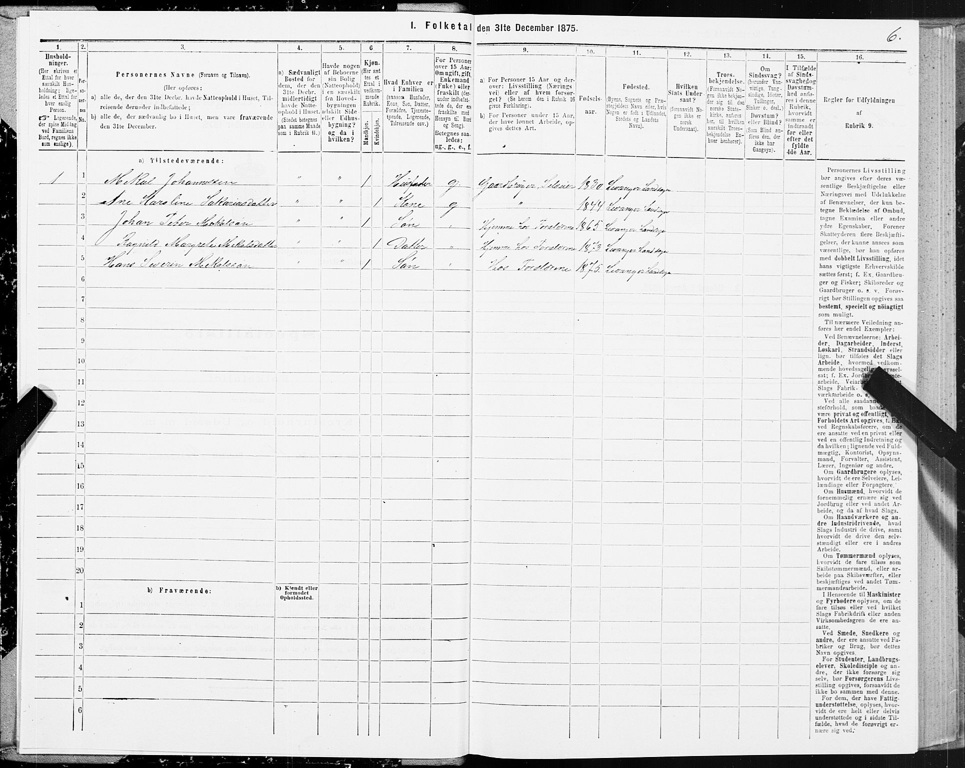 SAT, 1875 census for 1720L Levanger/Levanger, 1875, p. 1006