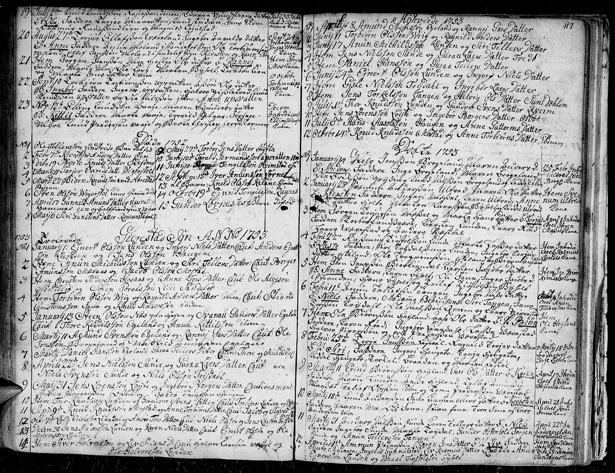 Gjerstad sokneprestkontor, SAK/1111-0014/F/Fa/Faa/L0002: Parish register (official) no. A 2, 1717-1779, p. 117