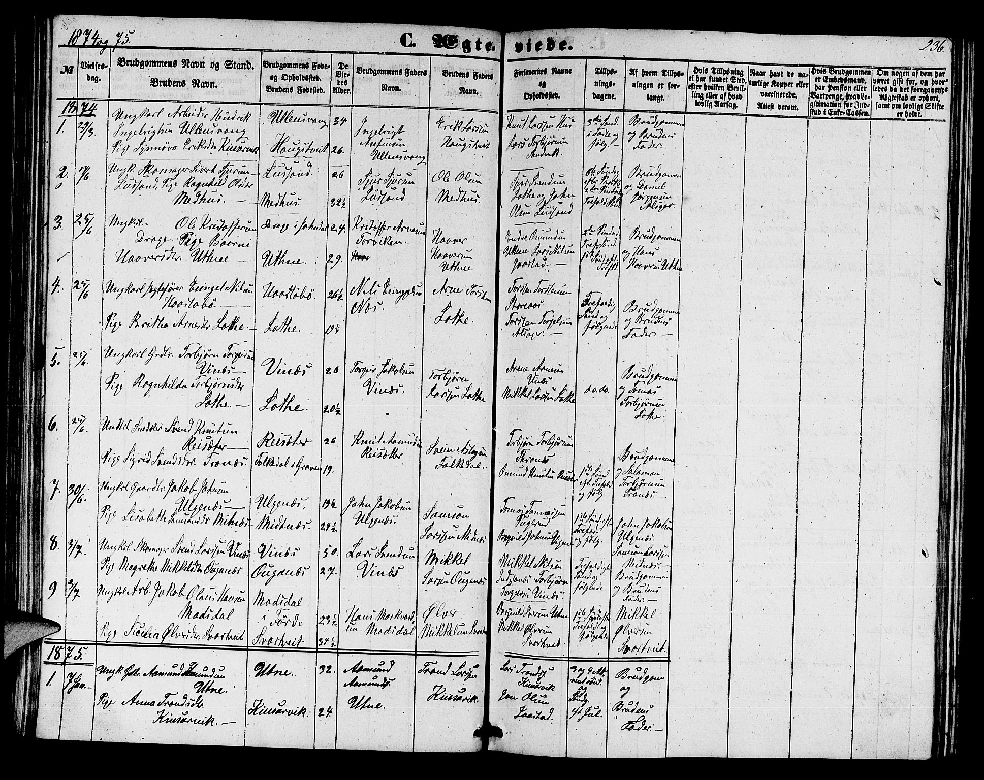 Ullensvang sokneprestembete, SAB/A-78701/H/Hab: Parish register (copy) no. E 6, 1857-1886, p. 236