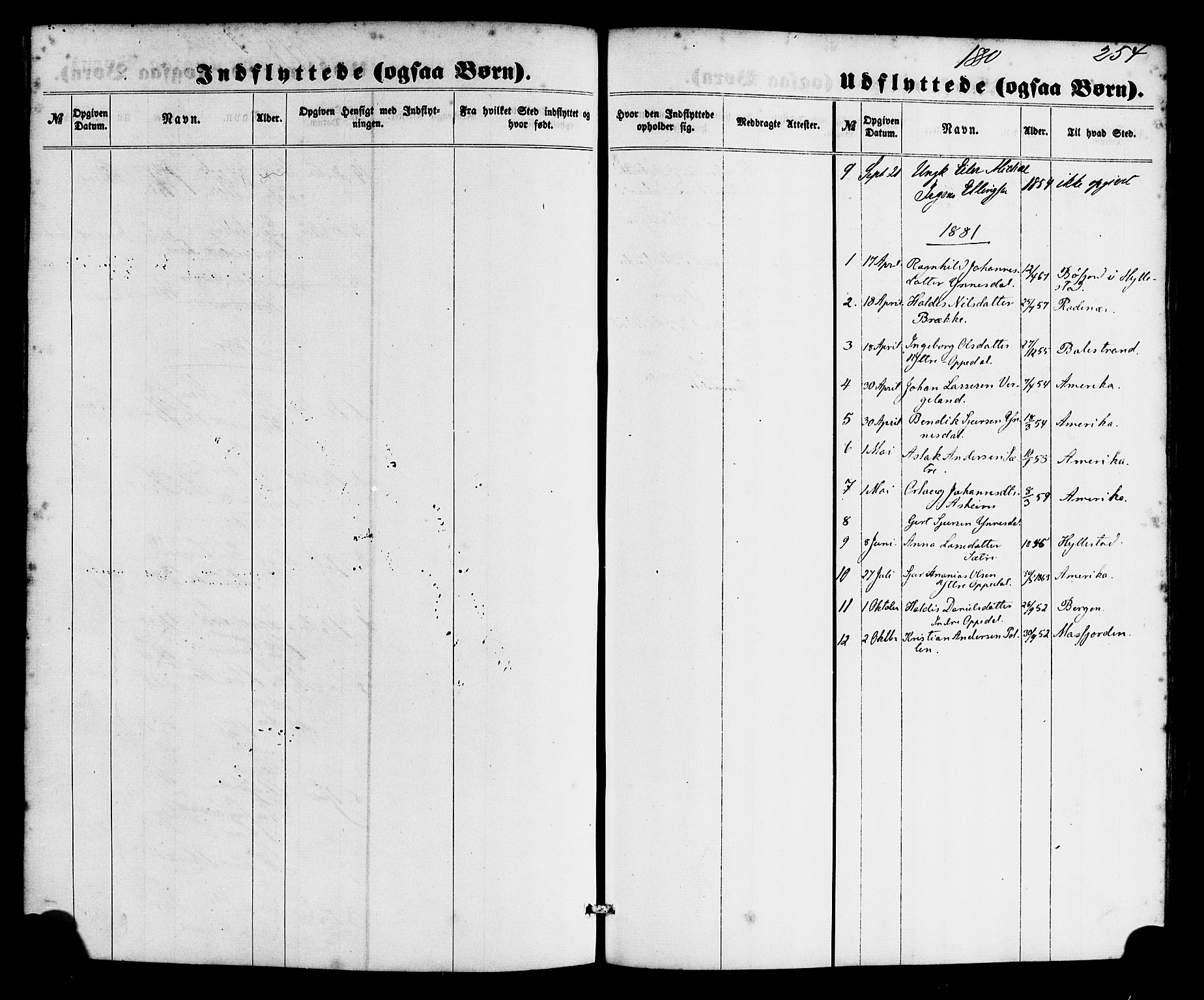 Gulen sokneprestembete, SAB/A-80201/H/Haa/Haac/L0001: Parish register (official) no. C 1, 1859-1881, p. 254