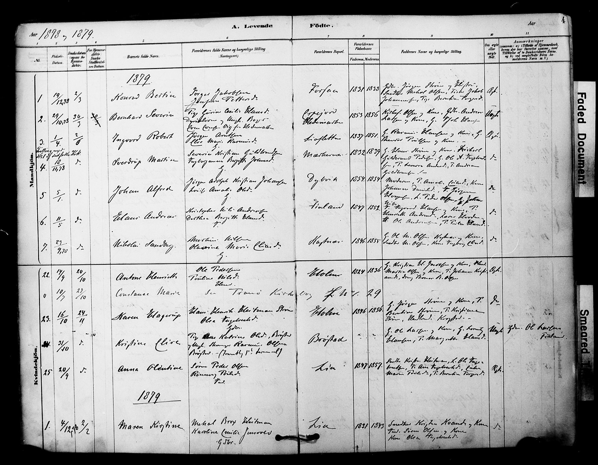 Tranøy sokneprestkontor, SATØ/S-1313/I/Ia/Iaa/L0011kirke: Parish register (official) no. 11, 1878-1904, p. 4