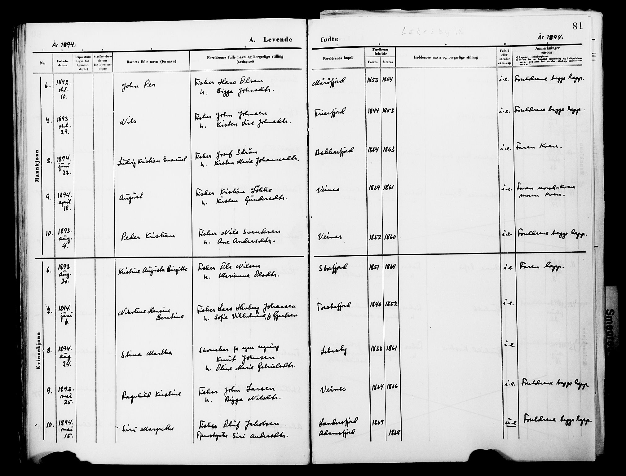 Lebesby sokneprestkontor, AV/SATØ-S-1353/H/Ha/L0004kirke: Parish register (official) no. 4, 1870-1902, p. 81