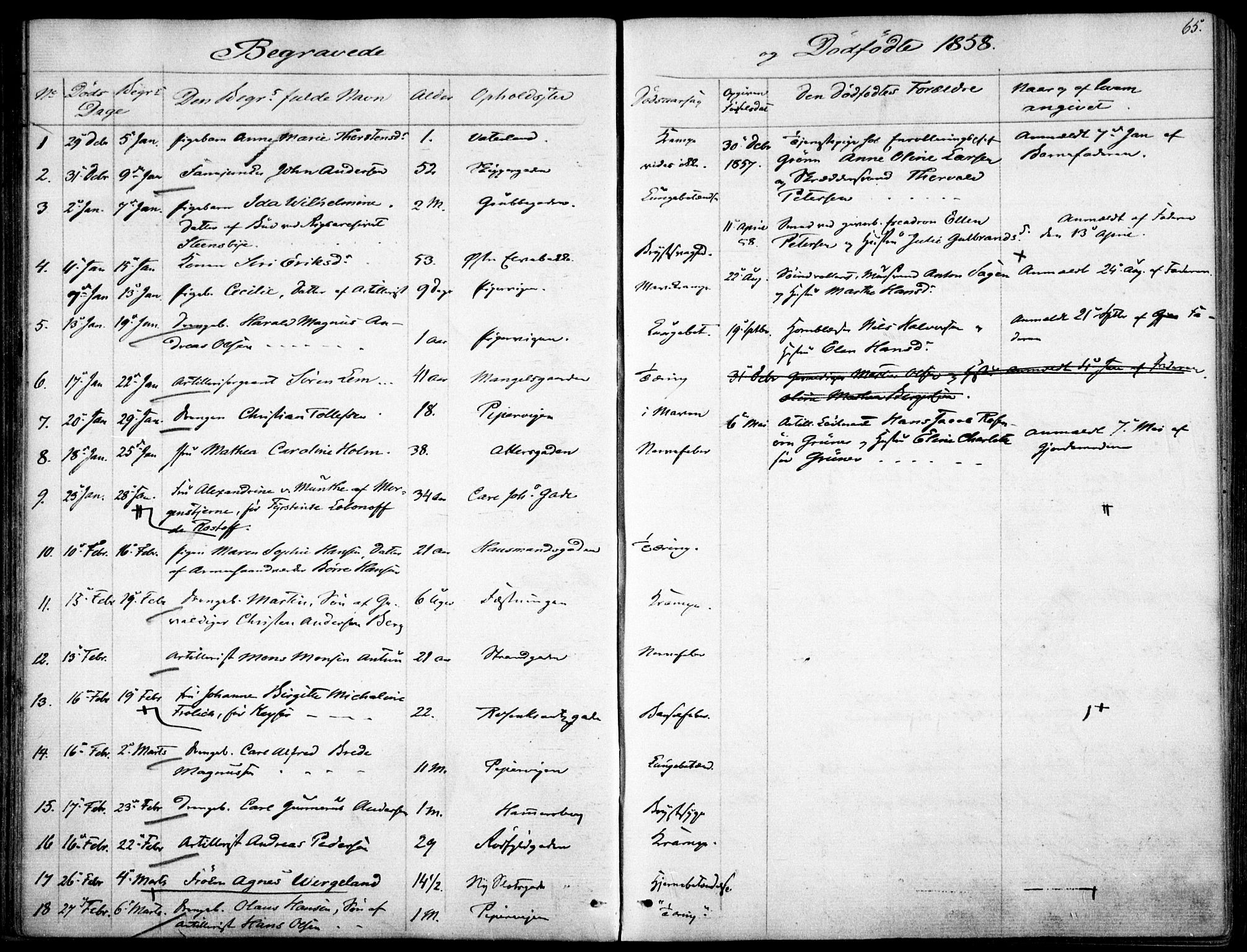Garnisonsmenigheten Kirkebøker, SAO/A-10846/F/Fa/L0009: Parish register (official) no. 9, 1842-1859, p. 65
