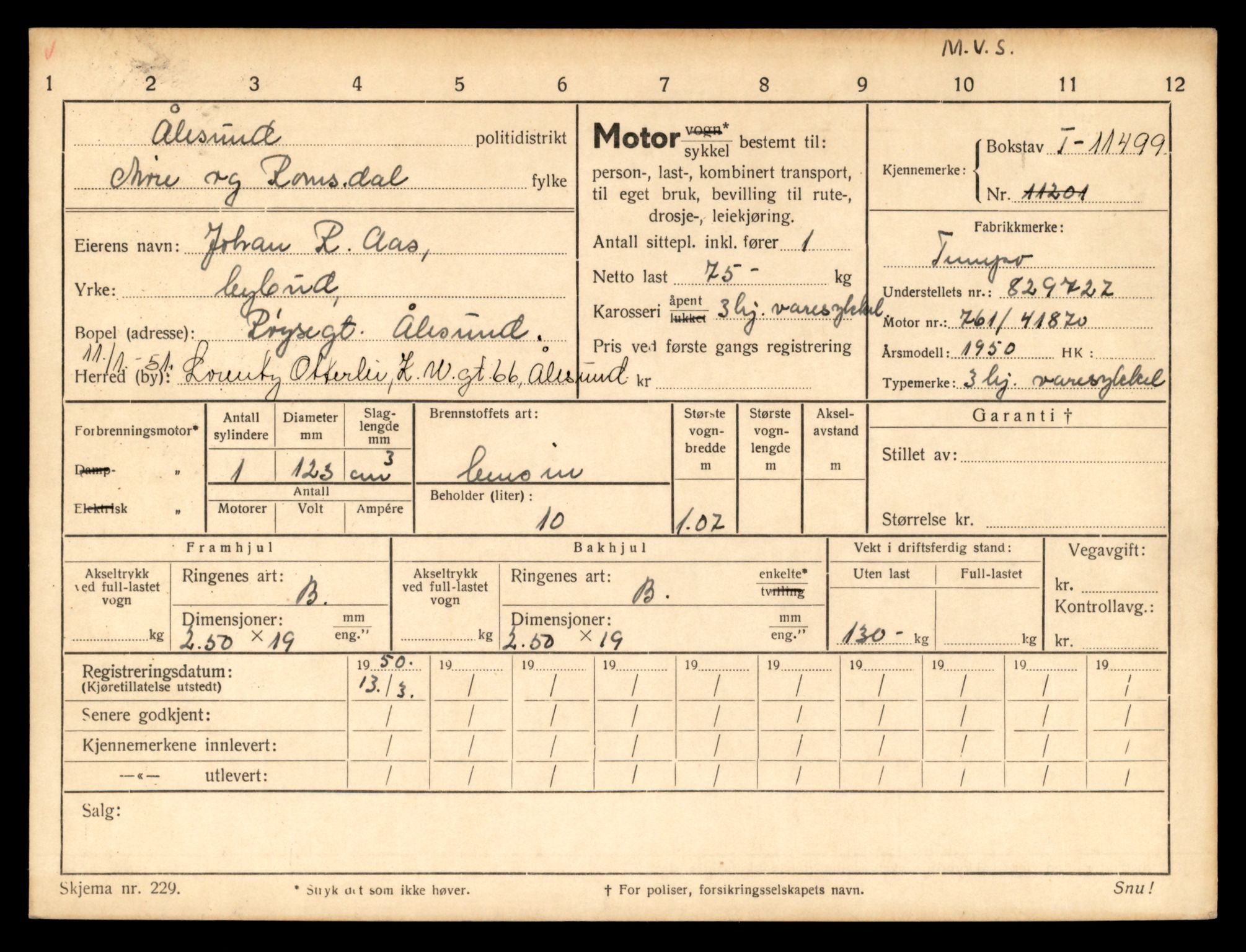 Møre og Romsdal vegkontor - Ålesund trafikkstasjon, AV/SAT-A-4099/F/Fe/L0029: Registreringskort for kjøretøy T 11430 - T 11619, 1927-1998, p. 1315