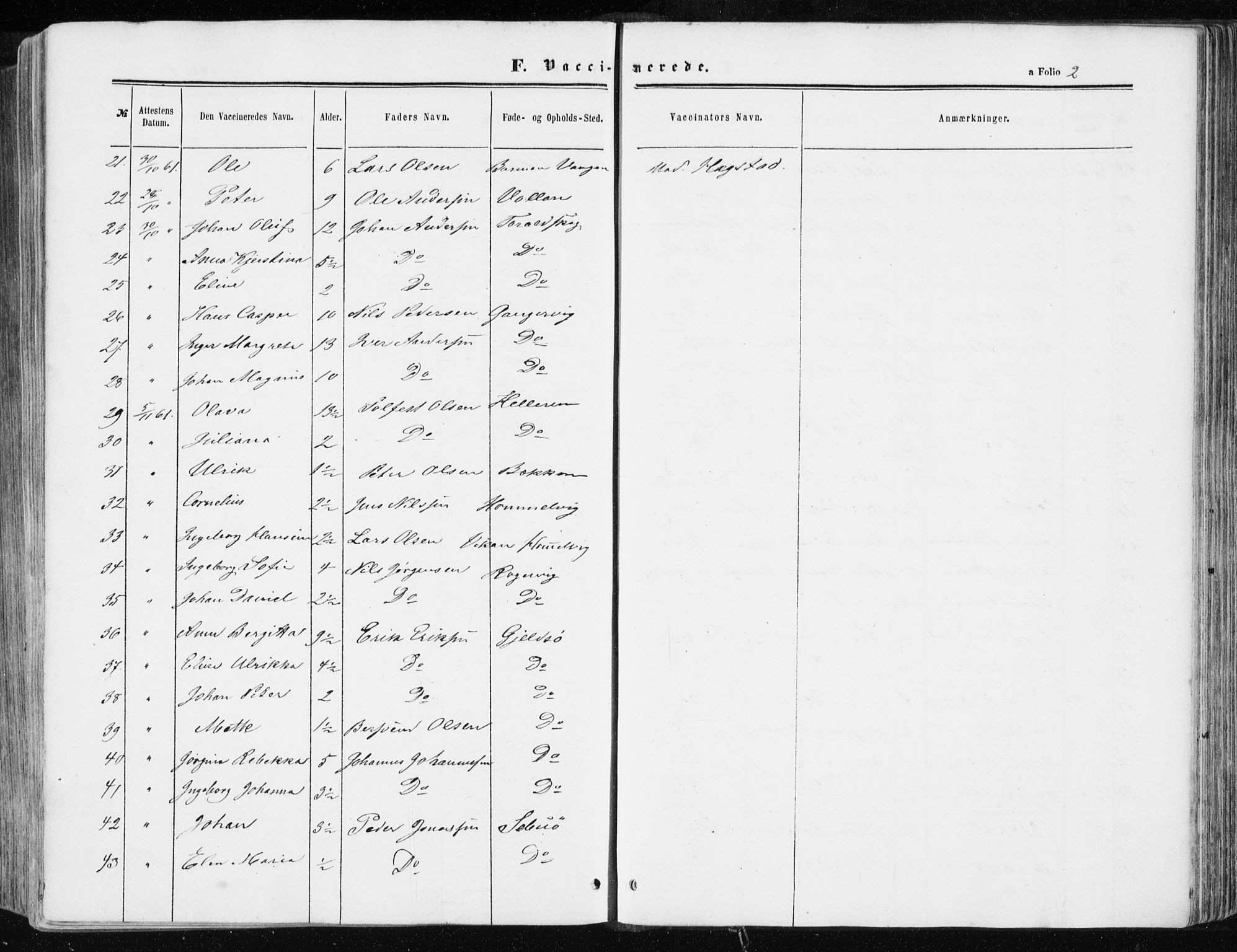 Ministerialprotokoller, klokkerbøker og fødselsregistre - Sør-Trøndelag, AV/SAT-A-1456/634/L0531: Parish register (official) no. 634A07, 1861-1870, p. 2