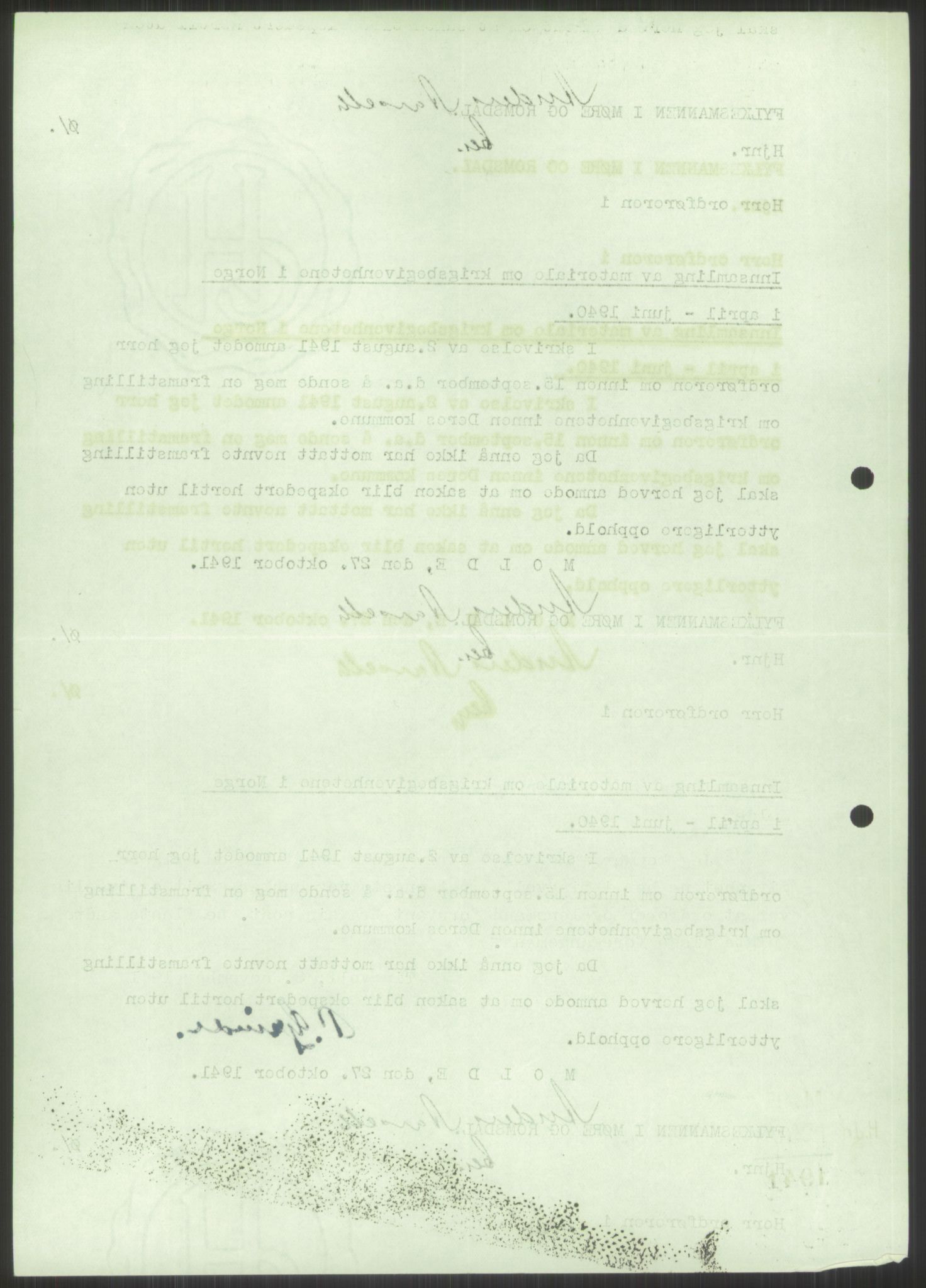 Forsvaret, Forsvarets krigshistoriske avdeling, AV/RA-RAFA-2017/Y/Ya/L0015: II-C-11-31 - Fylkesmenn.  Rapporter om krigsbegivenhetene 1940., 1940, p. 793