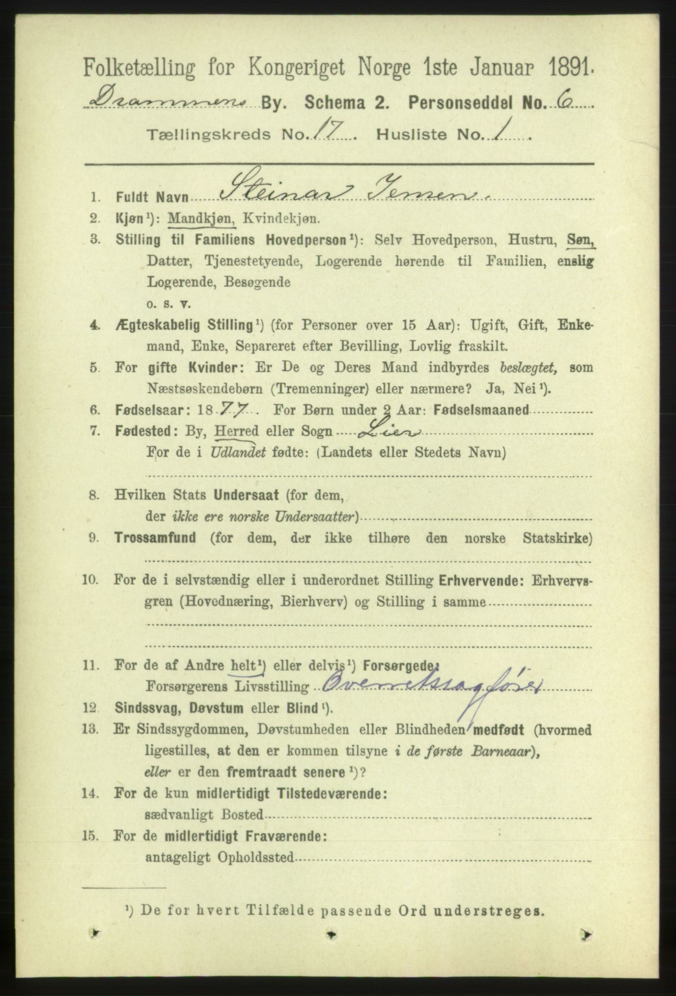 RA, 1891 census for 0602 Drammen, 1891, p. 11281