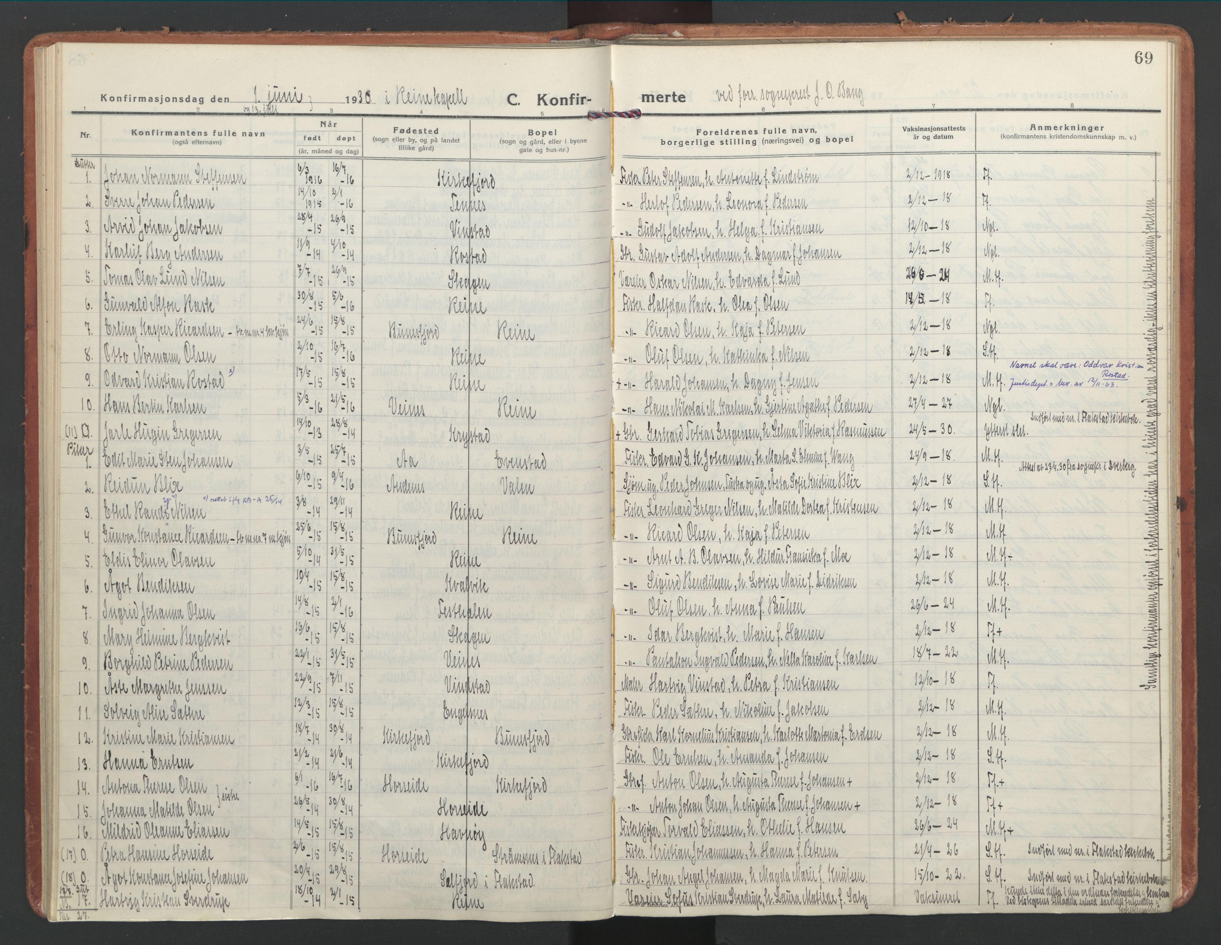 Ministerialprotokoller, klokkerbøker og fødselsregistre - Nordland, SAT/A-1459/886/L1223: Parish register (official) no. 886A05, 1926-1938, p. 69