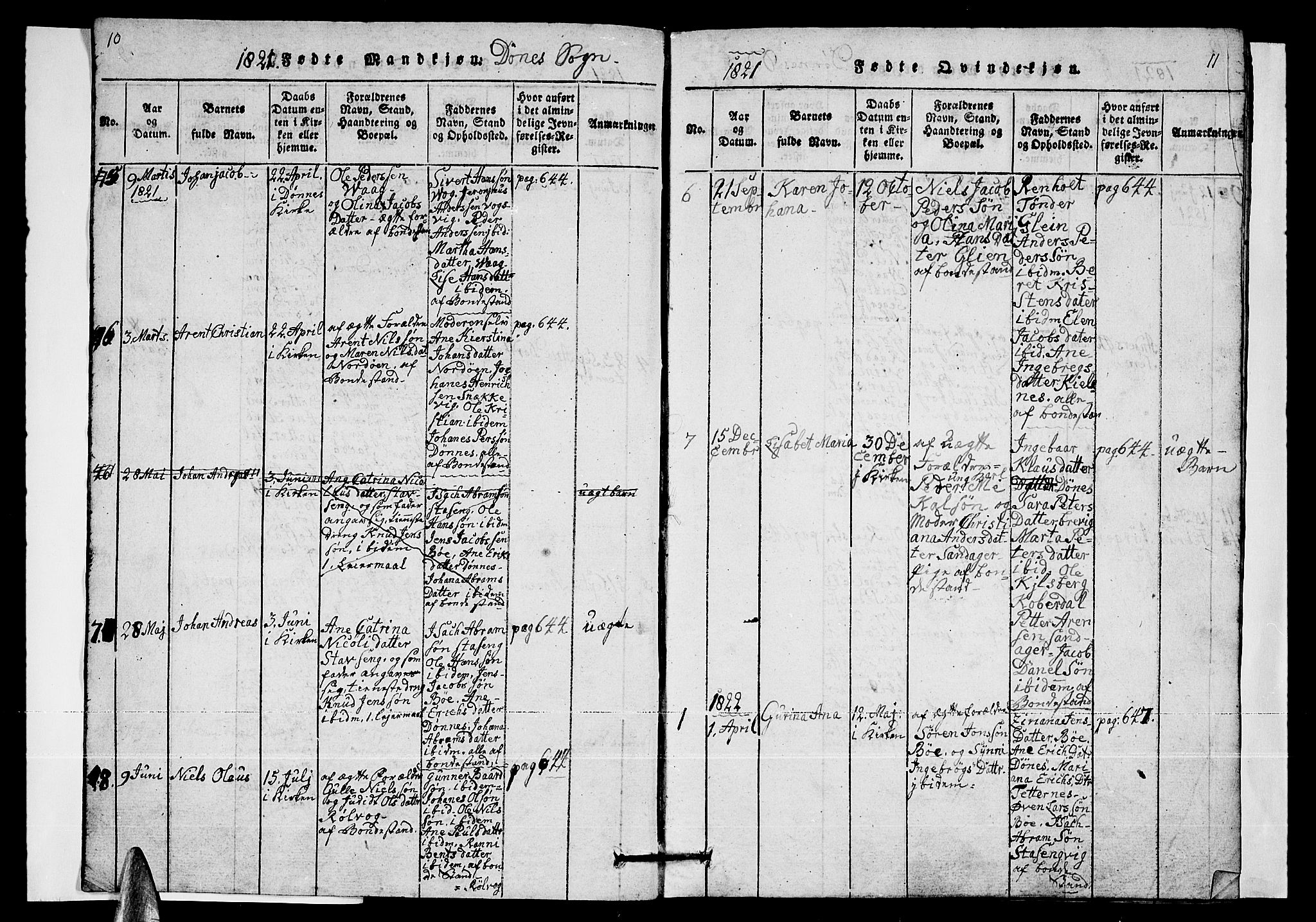 Ministerialprotokoller, klokkerbøker og fødselsregistre - Nordland, SAT/A-1459/835/L0529: Parish register (copy) no. 835C01, 1820-1828, p. 10-11
