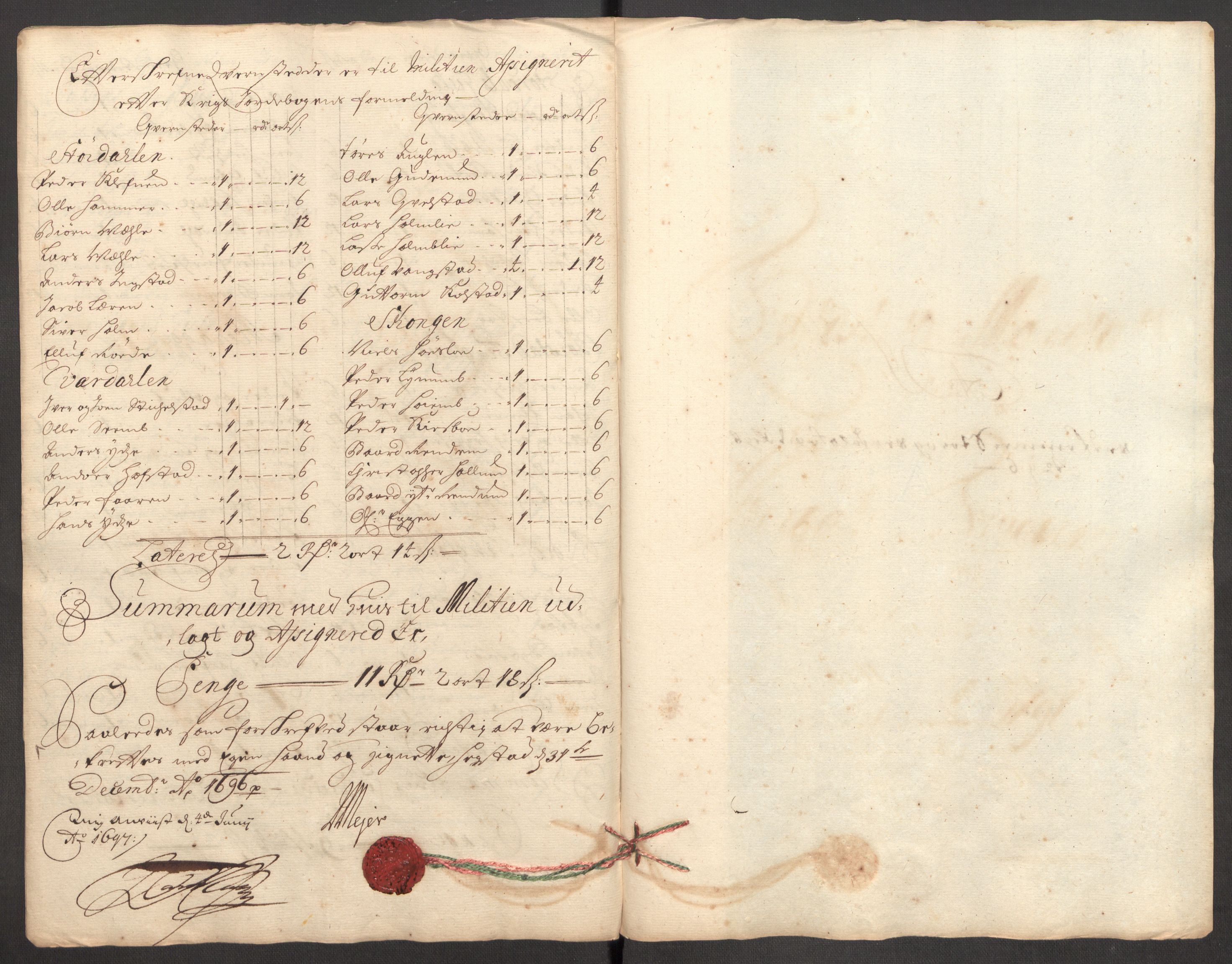 Rentekammeret inntil 1814, Reviderte regnskaper, Fogderegnskap, RA/EA-4092/R62/L4188: Fogderegnskap Stjørdal og Verdal, 1696, p. 129