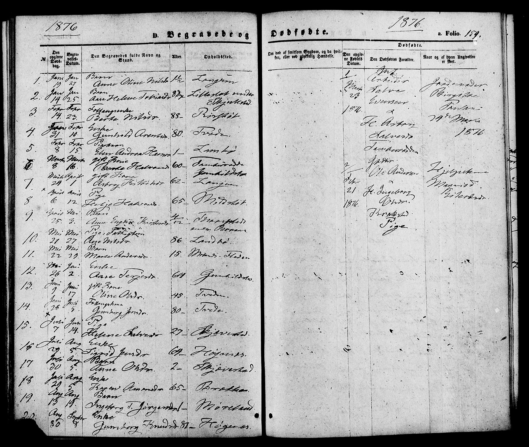 Austre Moland sokneprestkontor, AV/SAK-1111-0001/F/Fa/Faa/L0009: Parish register (official) no. A 9, 1869-1879, p. 159