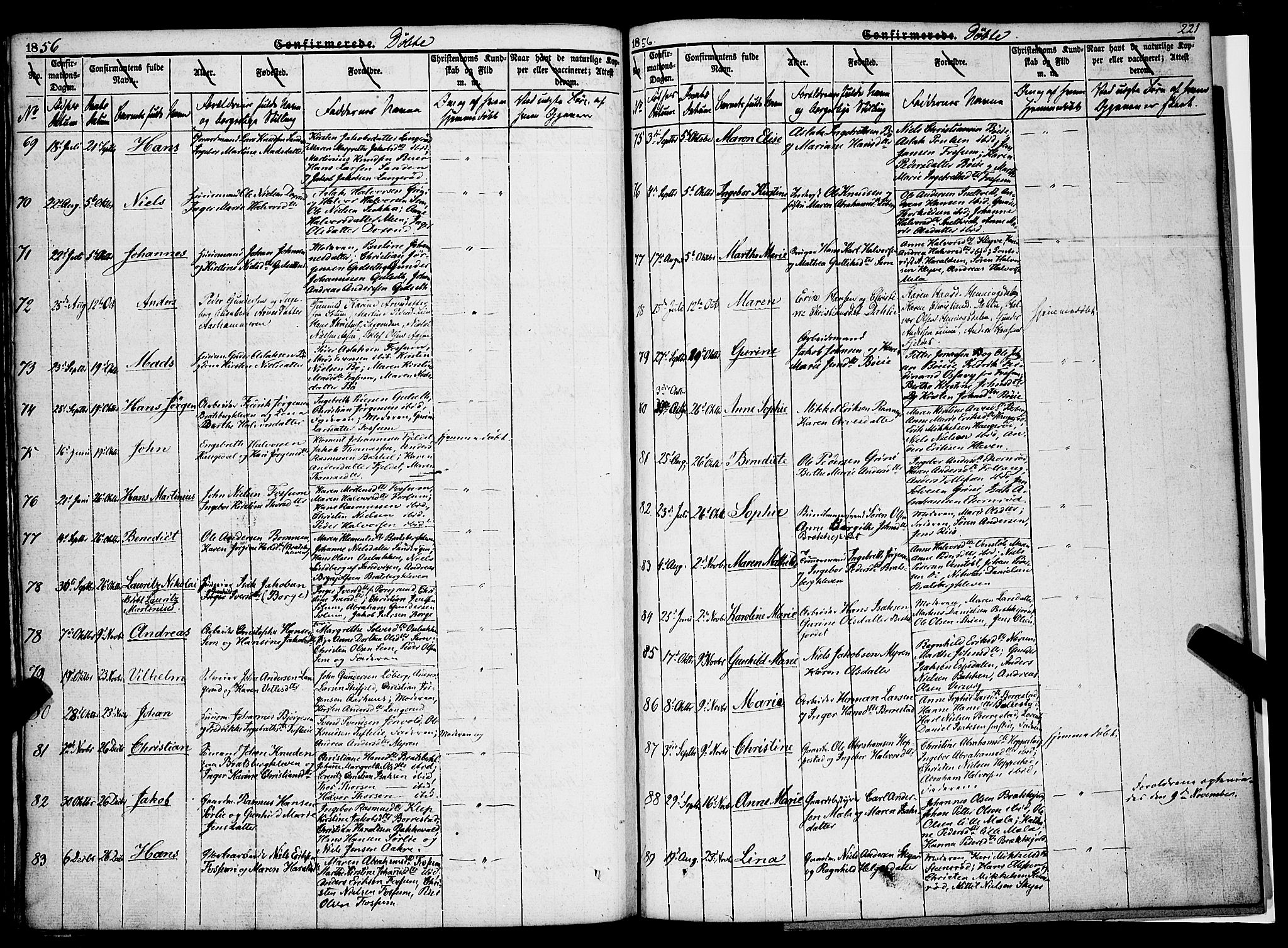 Gjerpen kirkebøker, SAKO/A-265/F/Fa/L0007a: Parish register (official) no. I 7A, 1834-1857, p. 221