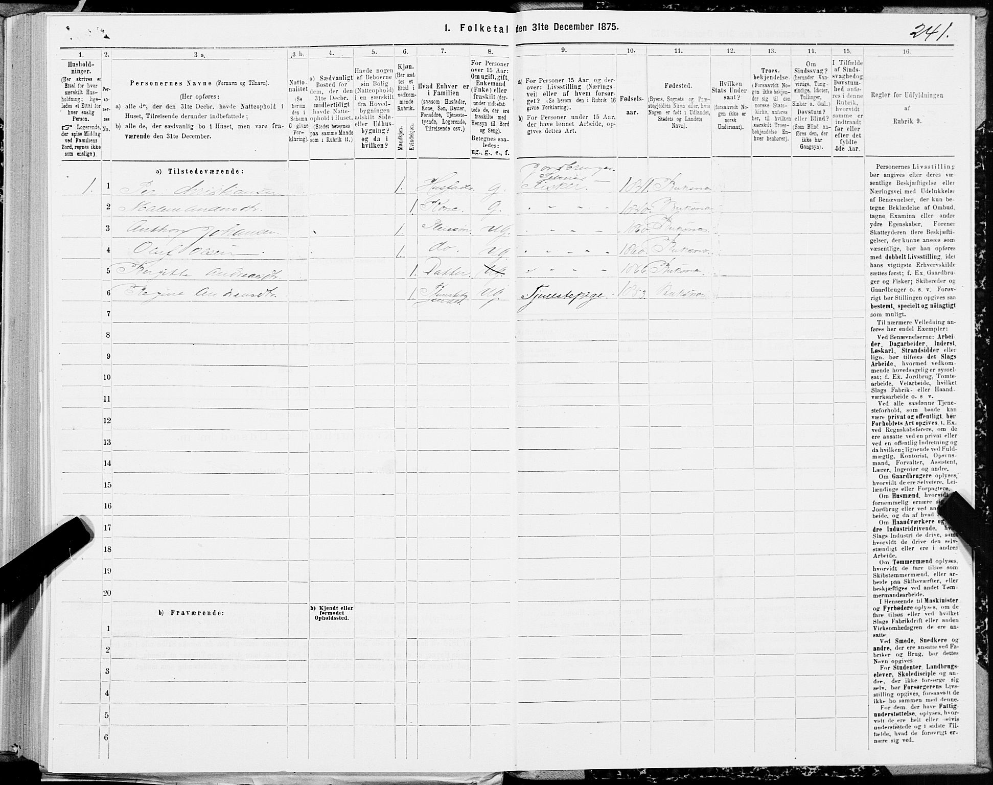 SAT, 1875 census for 1860P Buksnes, 1875, p. 1241