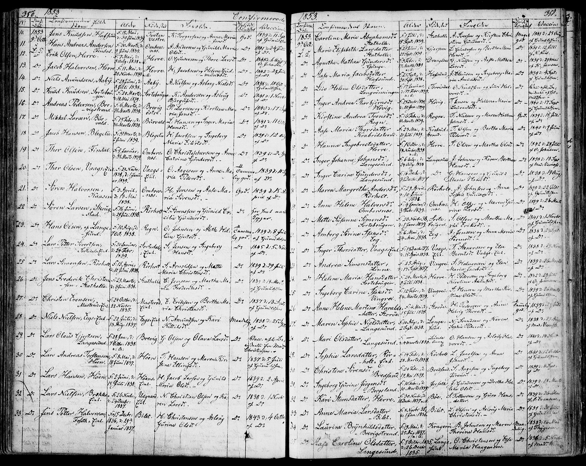 Bamble kirkebøker, AV/SAKO-A-253/F/Fa/L0004: Parish register (official) no. I 4, 1834-1853, p. 350-351