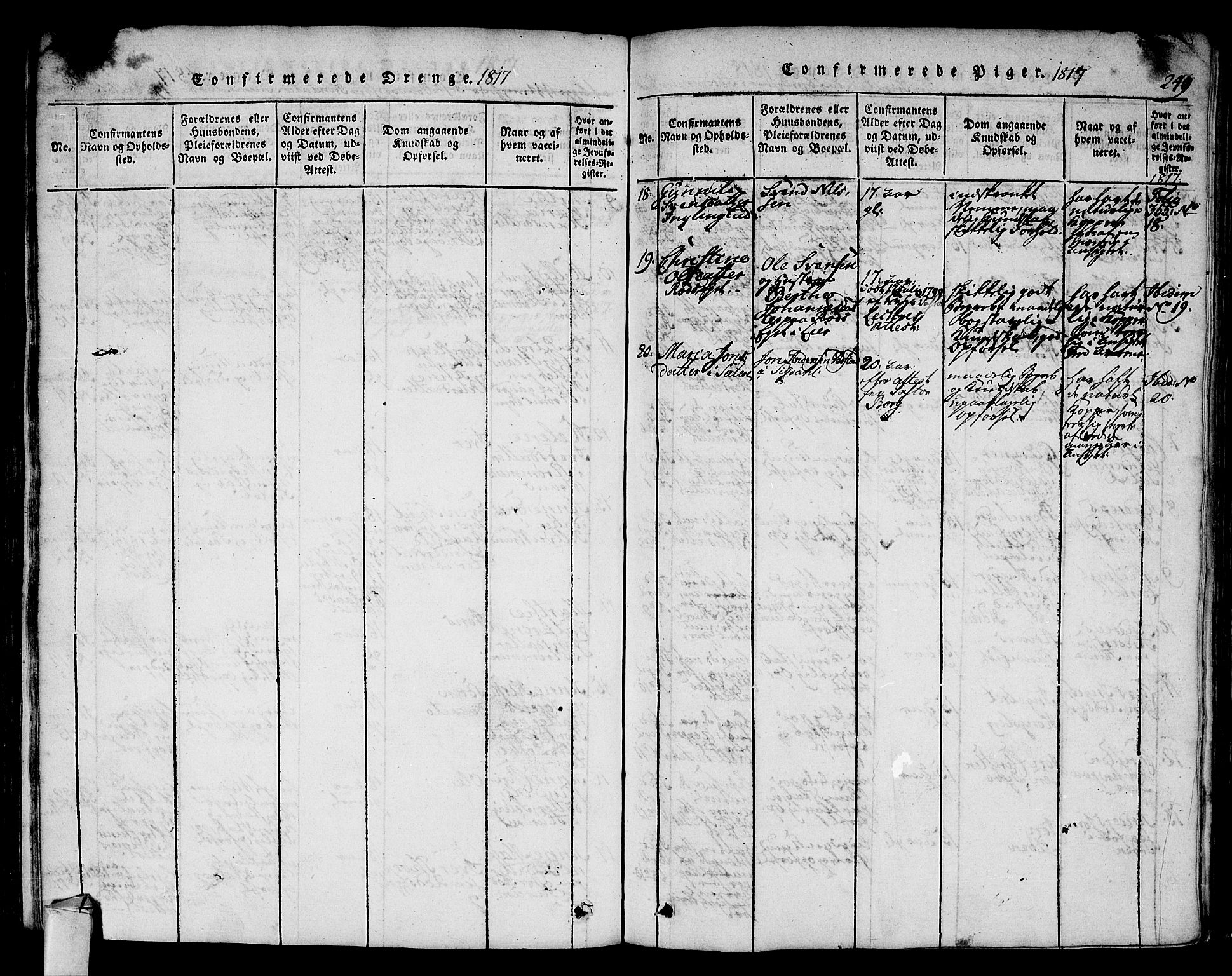 Hurum kirkebøker, AV/SAKO-A-229/F/Fa/L0009: Parish register (official) no. 9, 1816-1826, p. 249