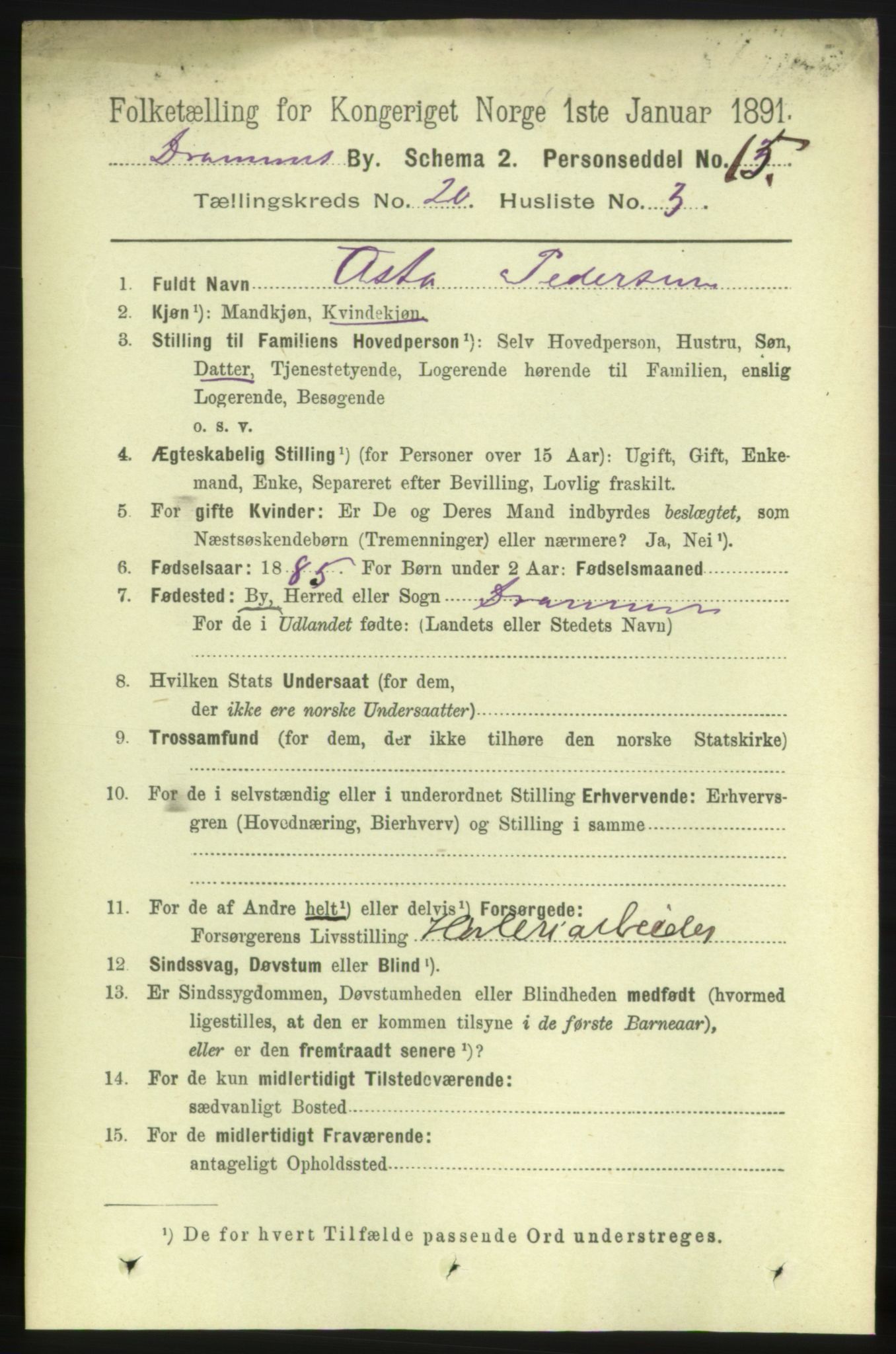 RA, 1891 census for 0602 Drammen, 1891, p. 12541