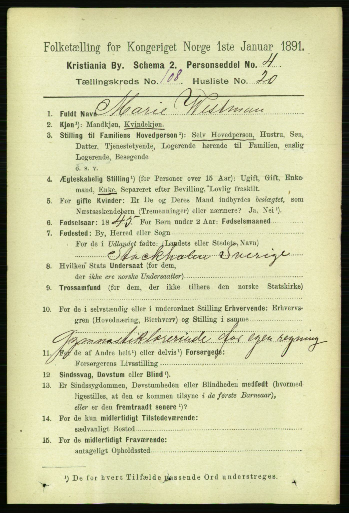 RA, 1891 census for 0301 Kristiania, 1891, p. 56058