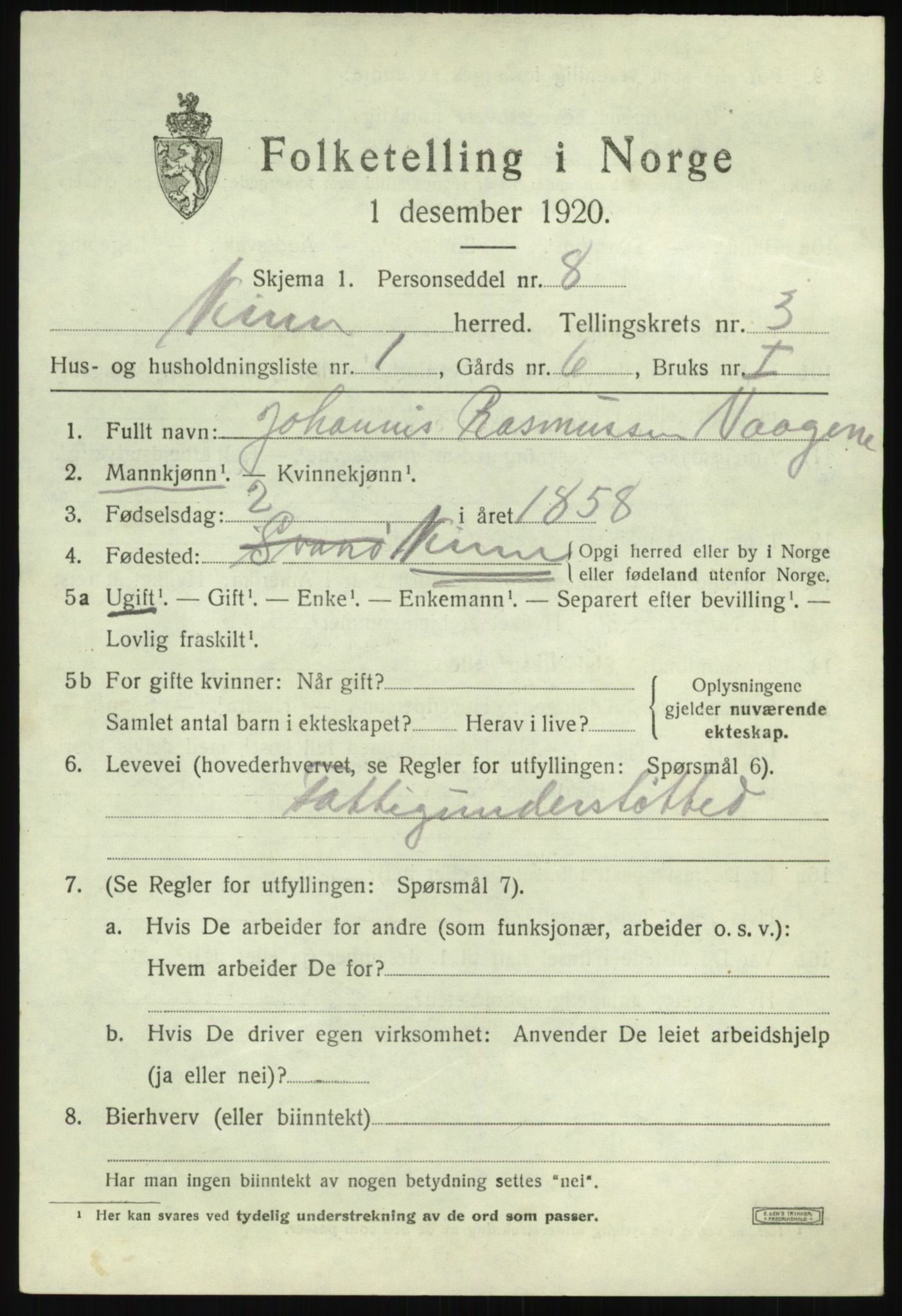 SAB, 1920 census for Kinn, 1920, p. 2269