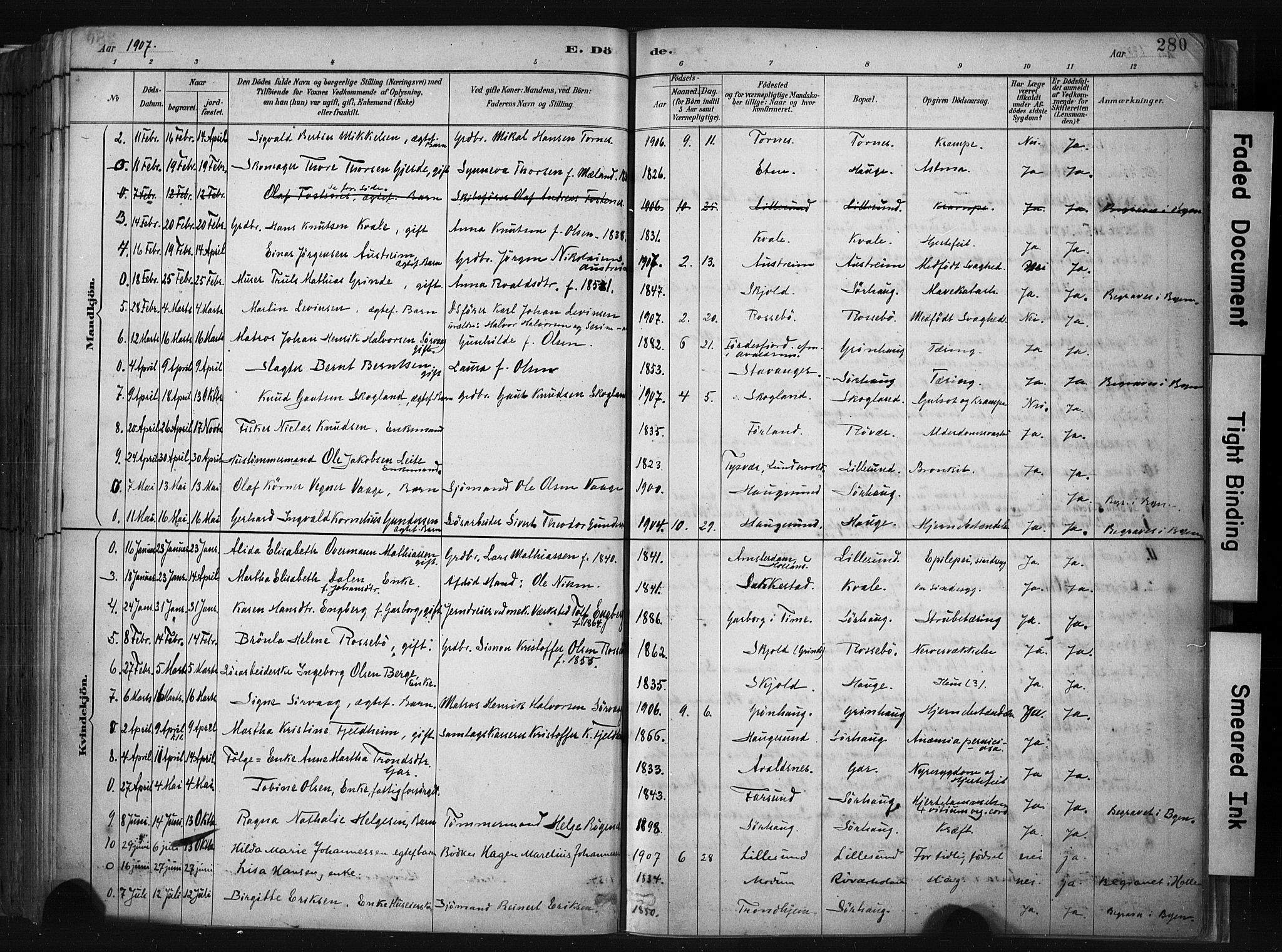 Haugesund sokneprestkontor, AV/SAST-A -101863/H/Ha/Haa/L0004: Parish register (official) no. A 4, 1886-1908, p. 280