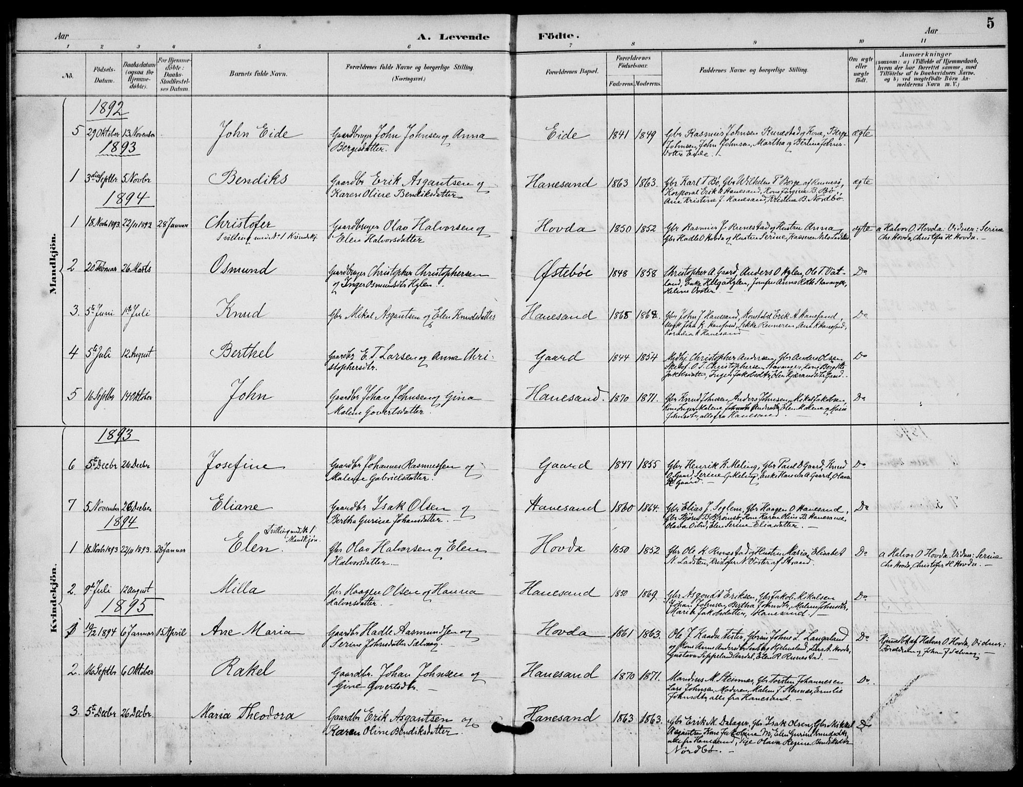 Finnøy sokneprestkontor, SAST/A-101825/H/Ha/Haa/L0012: Parish register (official) no. A 12, 1889-1917, p. 5