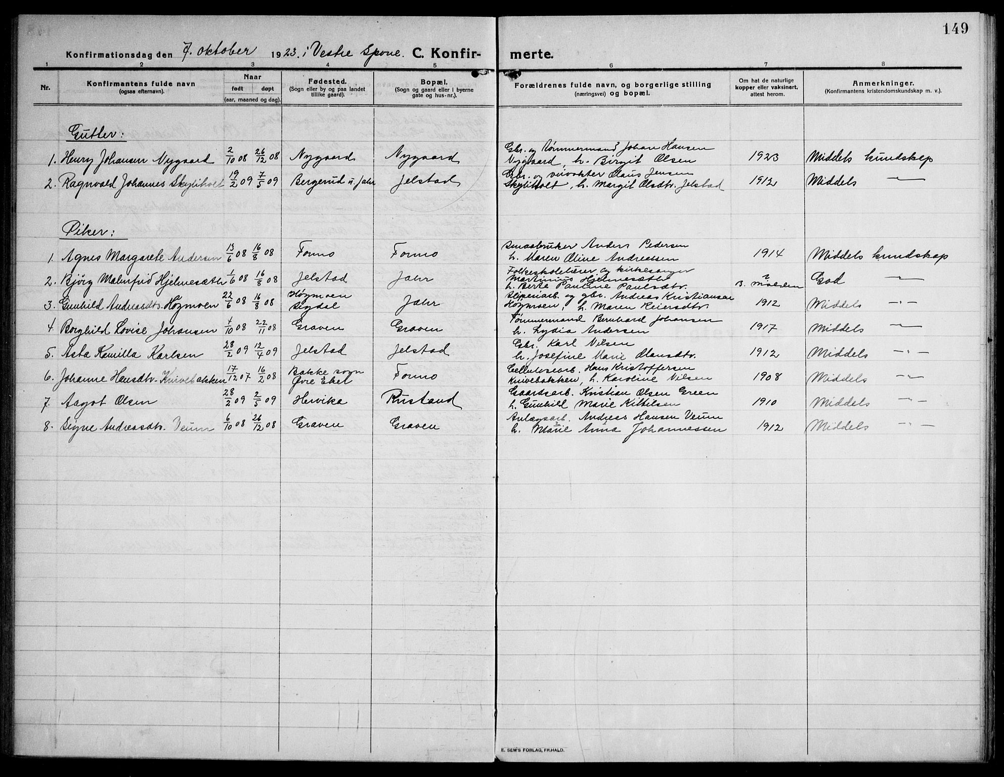 Modum kirkebøker, AV/SAKO-A-234/F/Fa/L0018: Parish register (official) no. 18, 1912-1924, p. 149