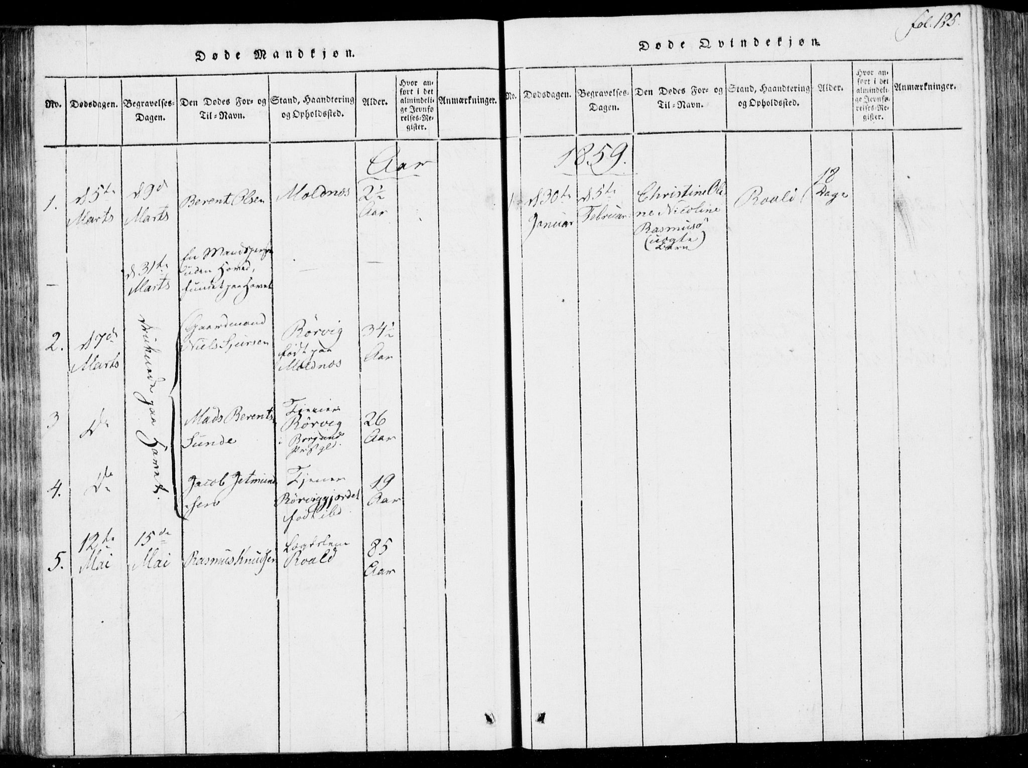 Ministerialprotokoller, klokkerbøker og fødselsregistre - Møre og Romsdal, AV/SAT-A-1454/537/L0517: Parish register (official) no. 537A01, 1818-1862, p. 125