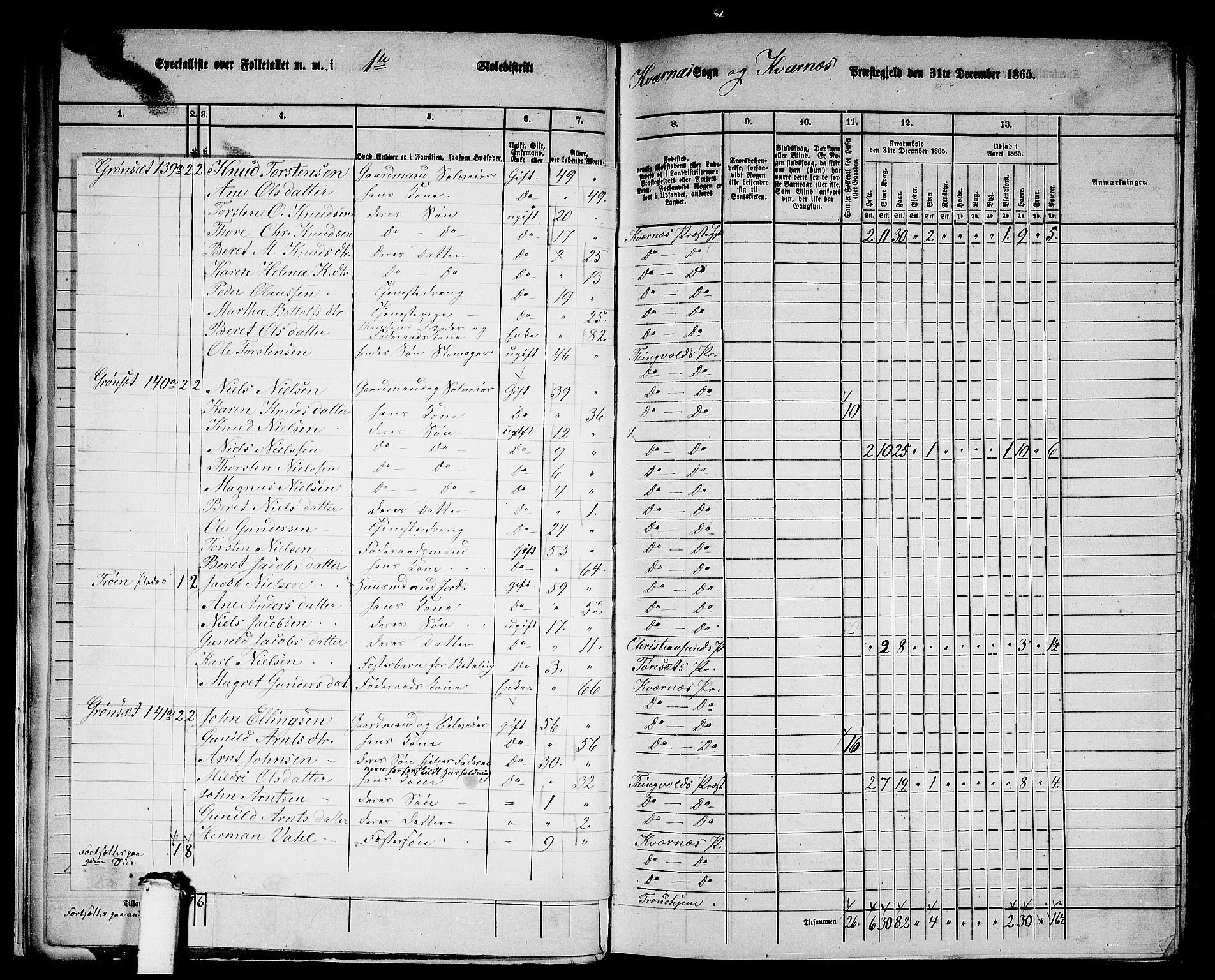 RA, 1865 census for Kvernes, 1865, p. 17