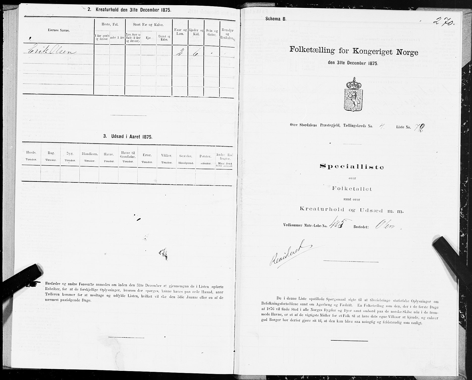 SAT, 1875 census for 1711P Øvre Stjørdal, 1875, p. 2270