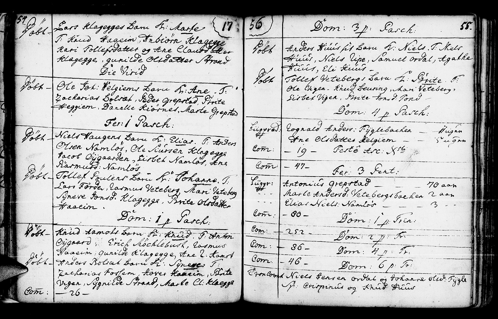 Jølster sokneprestembete, AV/SAB-A-80701/H/Haa/Haaa/L0004: Parish register (official) no. A 4, 1749-1789, p. 54-55