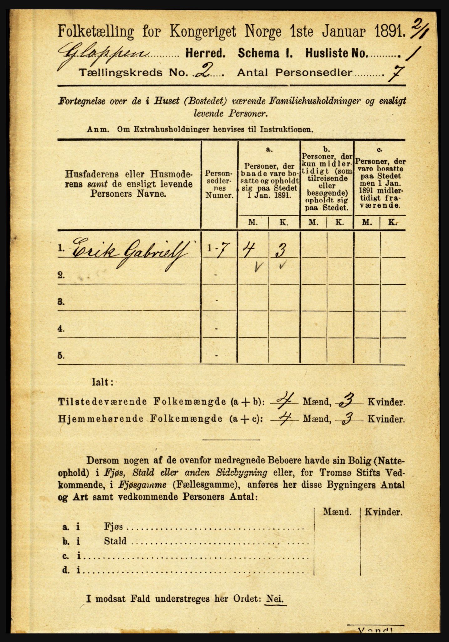 RA, 1891 census for 1445 Gloppen, 1891, p. 552