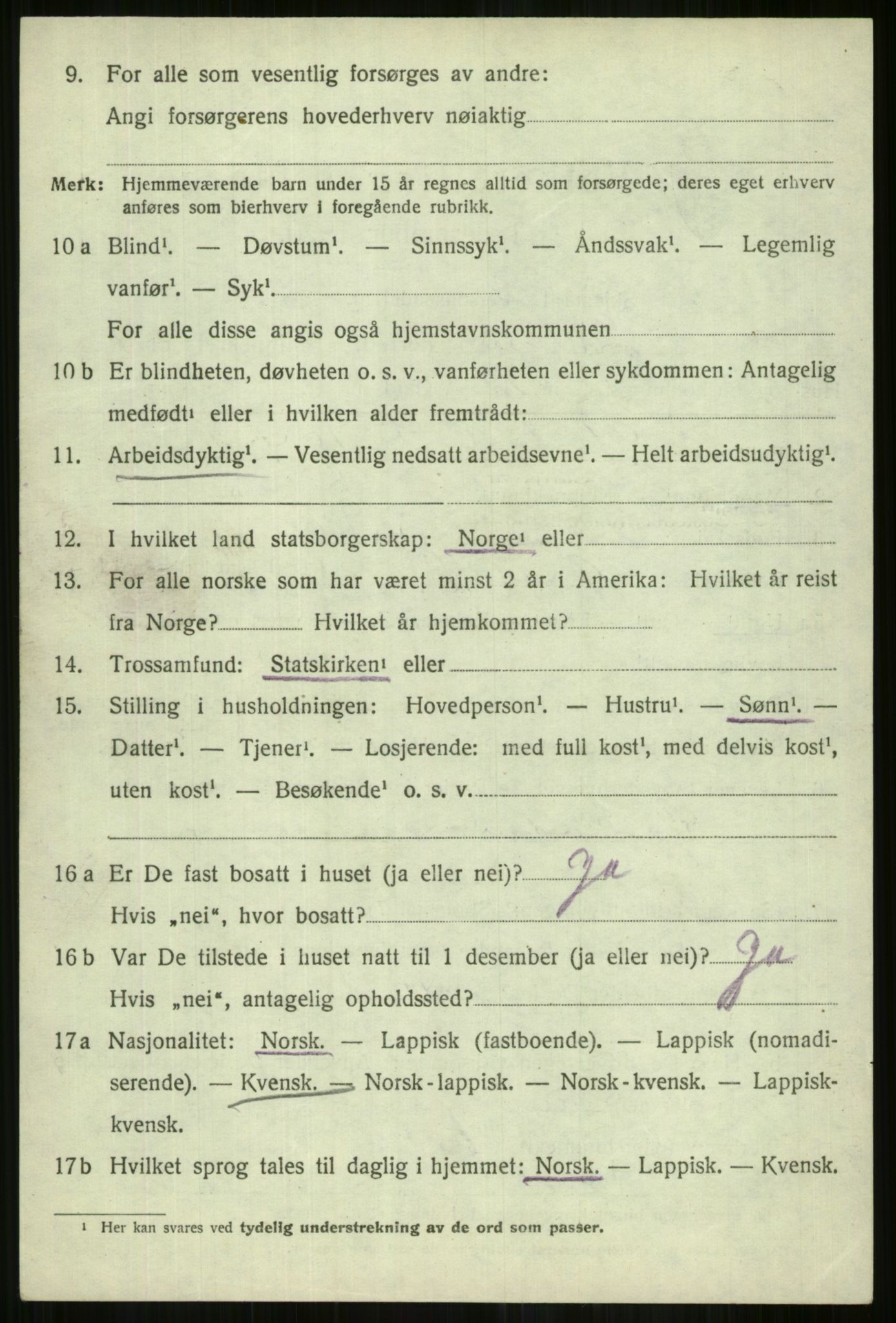 SATØ, 1920 census for Lyngen, 1920, p. 10368