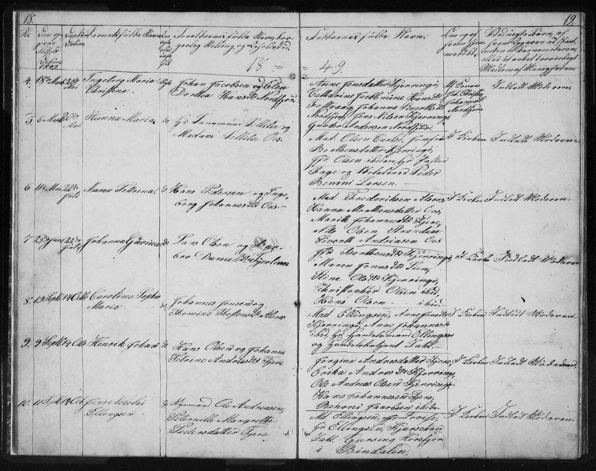 Ministerialprotokoller, klokkerbøker og fødselsregistre - Nordland, AV/SAT-A-1459/803/L0074: Parish register (copy) no. 803C01, 1845-1866, p. 18-19