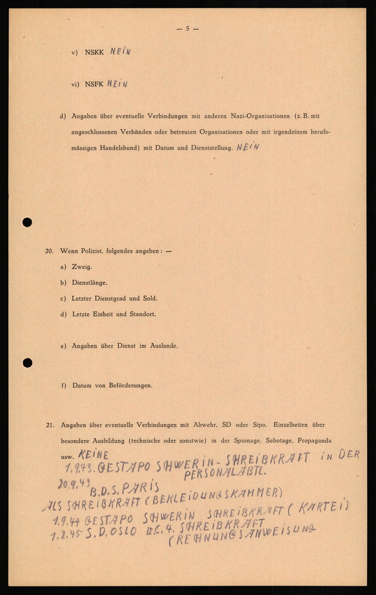 Forsvaret, Forsvarets overkommando II, AV/RA-RAFA-3915/D/Db/L0012: CI Questionaires. Tyske okkupasjonsstyrker i Norge. Tyskere., 1945-1946, p. 246