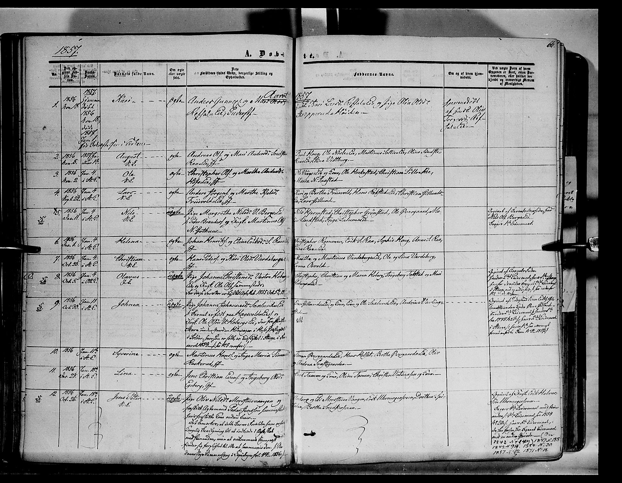 Stange prestekontor, SAH/PREST-002/K/L0012: Parish register (official) no. 12, 1852-1862, p. 66