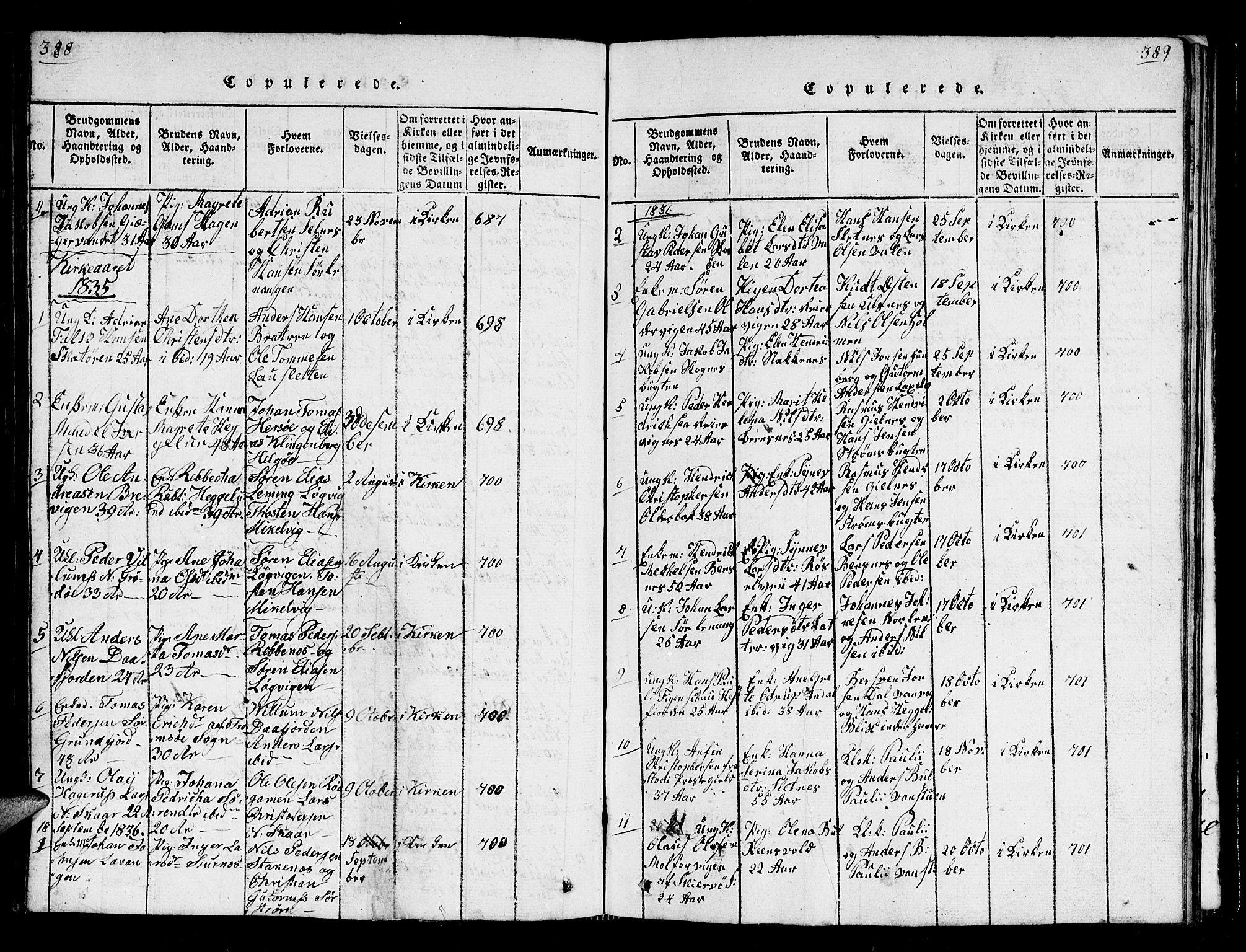 Karlsøy sokneprestembete, AV/SATØ-S-1299/H/Ha/Hab/L0001klokker: Parish register (copy) no. 1, 1821-1840, p. 388-389