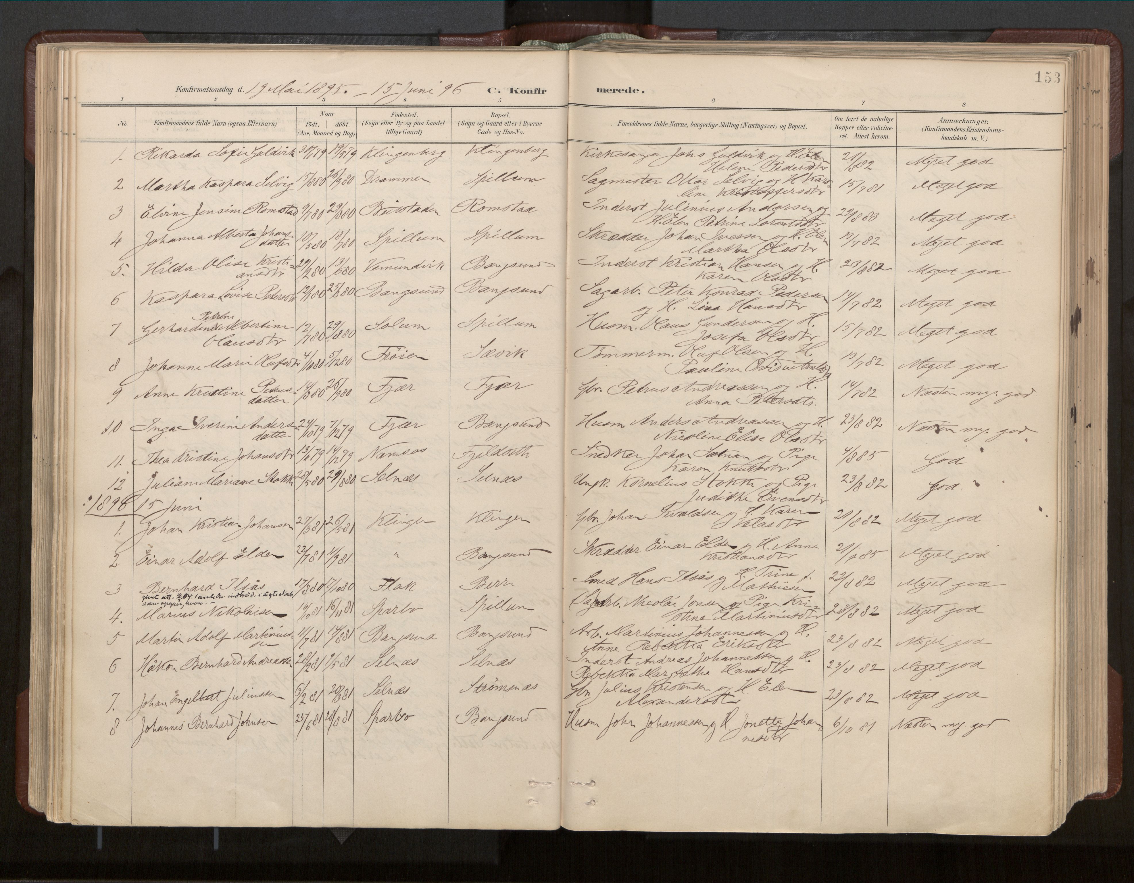 Ministerialprotokoller, klokkerbøker og fødselsregistre - Nord-Trøndelag, SAT/A-1458/770/L0589: Parish register (official) no. 770A03, 1887-1929, p. 153