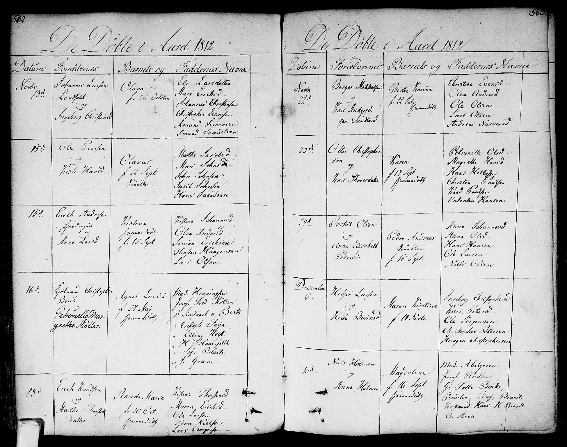 Bragernes kirkebøker, SAKO/A-6/F/Fa/L0006a: Parish register (official) no. I 6, 1782-1814, p. 562-563