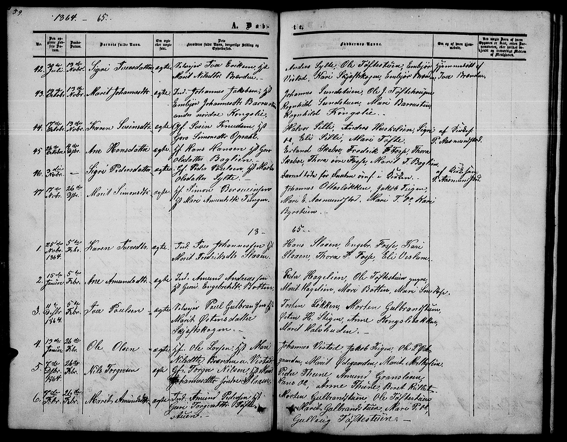 Nord-Fron prestekontor, SAH/PREST-080/H/Ha/Hab/L0002: Parish register (copy) no. 2, 1851-1883, p. 59