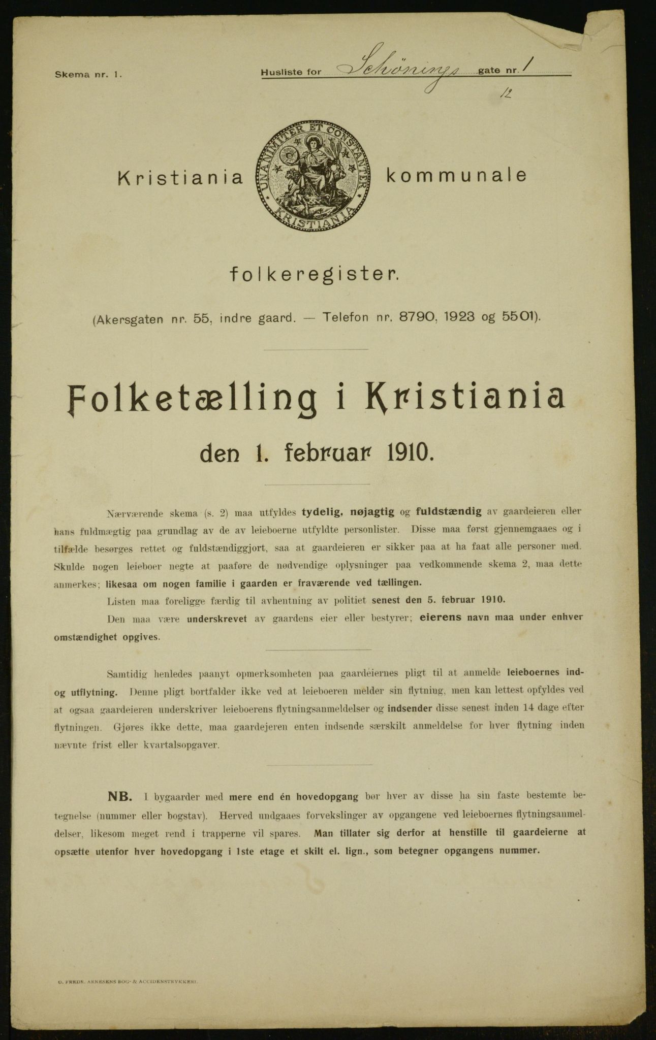 OBA, Municipal Census 1910 for Kristiania, 1910, p. 89133