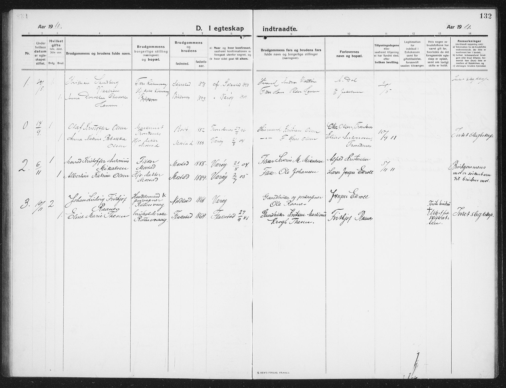 Ministerialprotokoller, klokkerbøker og fødselsregistre - Nordland, AV/SAT-A-1459/807/L0124: Parish register (copy) no. 807C02, 1910-1935, p. 132