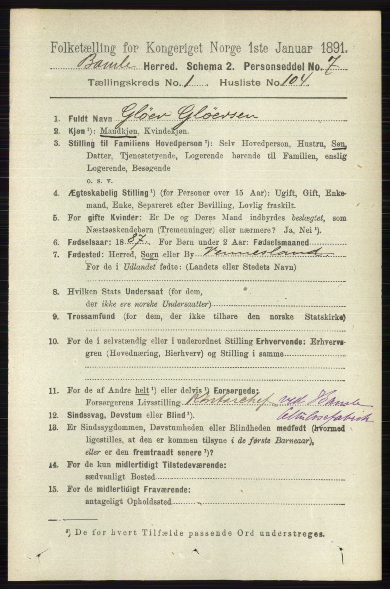 RA, 1891 census for 0814 Bamble, 1891, p. 929