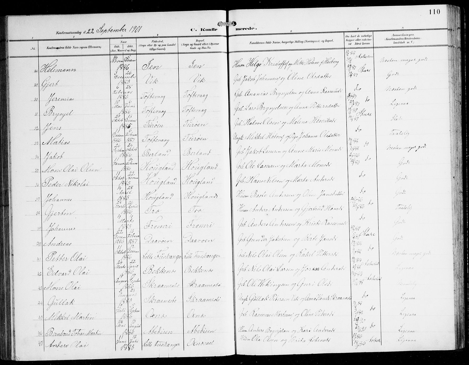 Herdla Sokneprestembete, AV/SAB-A-75701/H/Hab: Parish register (copy) no. C 1, 1900-1913, p. 110