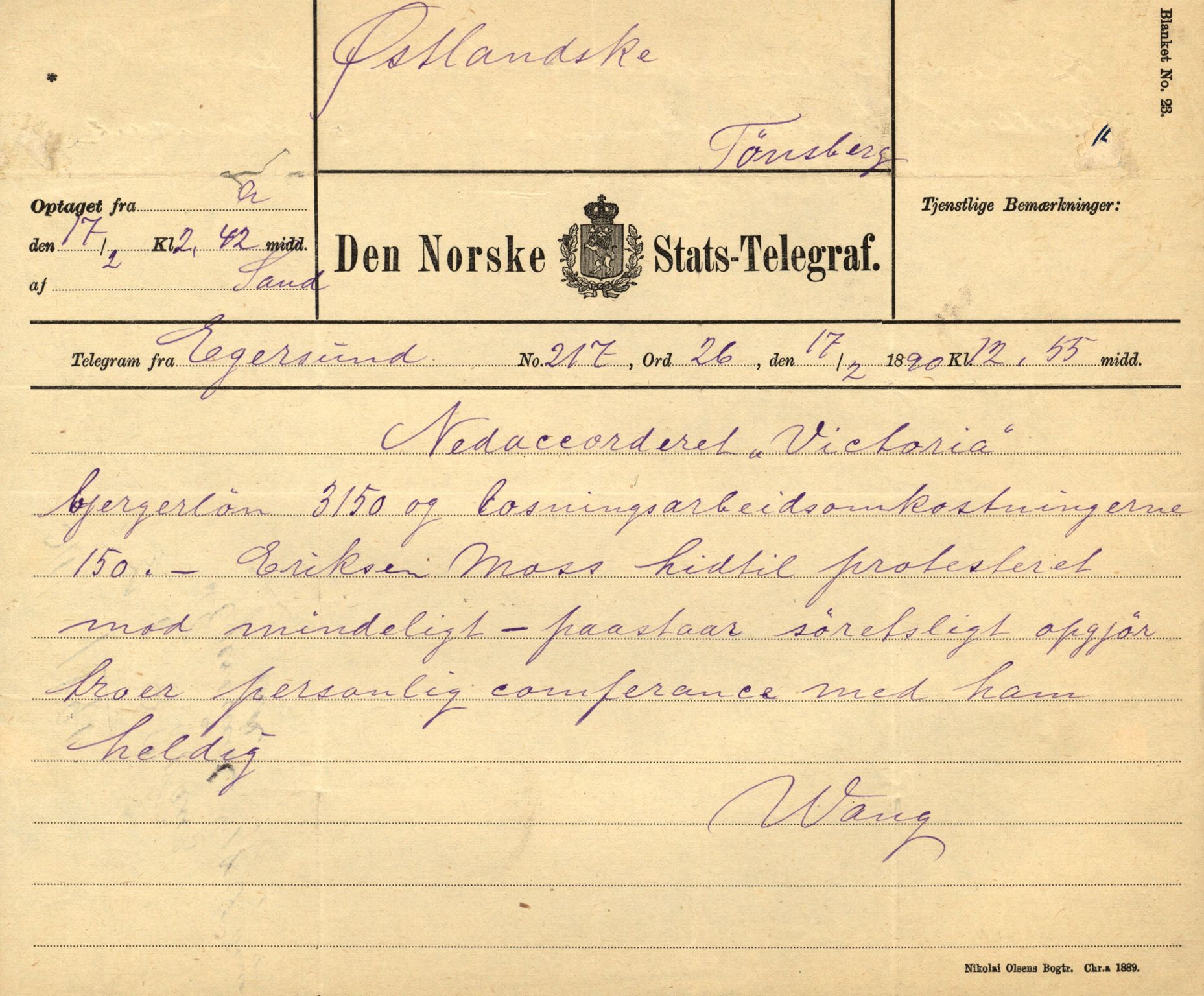 Pa 63 - Østlandske skibsassuranceforening, VEMU/A-1079/G/Ga/L0025/0002: Havaridokumenter / Victoria, St. Petersburg, Windsor, 1890, p. 33