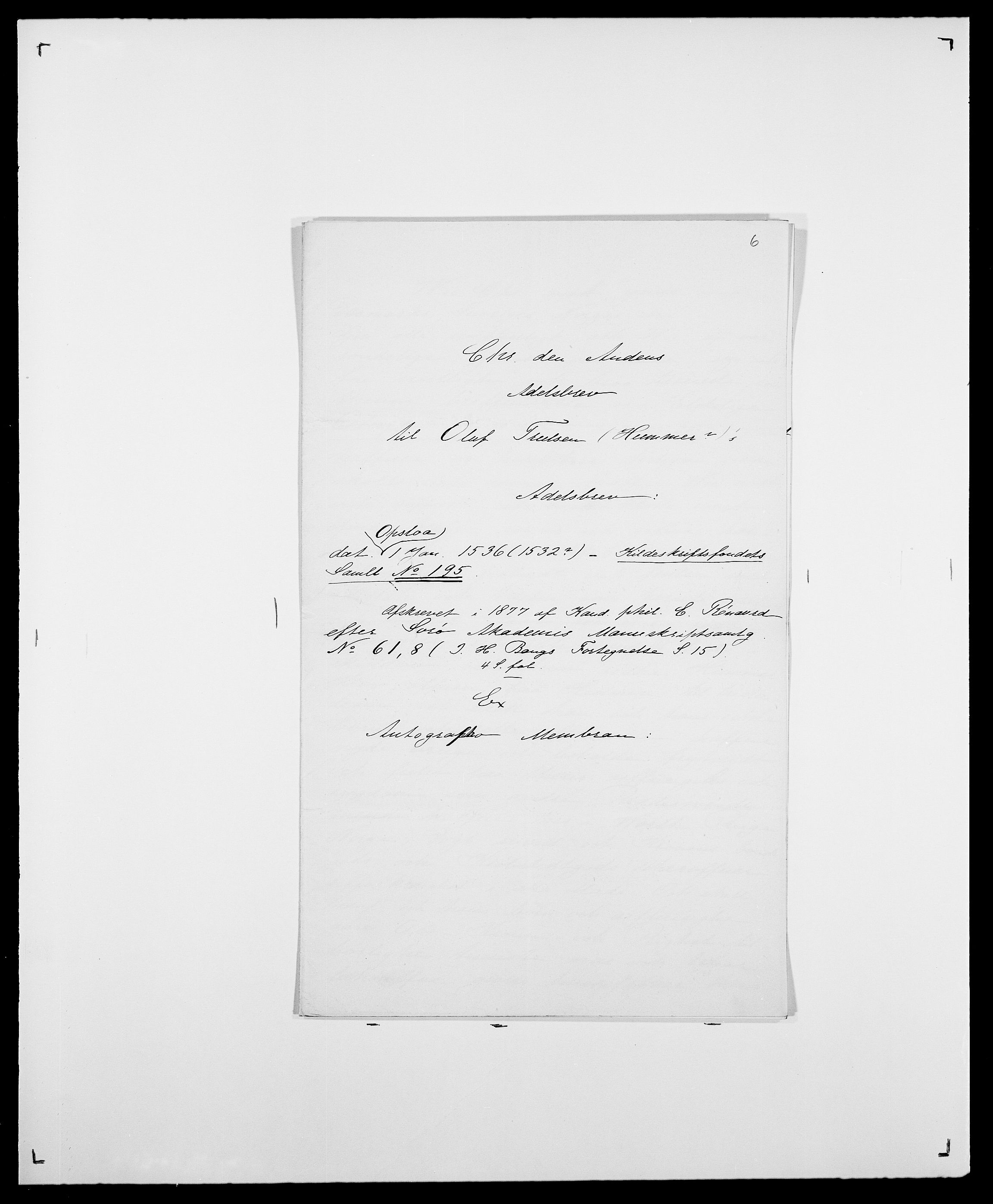 Delgobe, Charles Antoine - samling, AV/SAO-PAO-0038/D/Da/L0039: Thorsen - Urup, p. 406