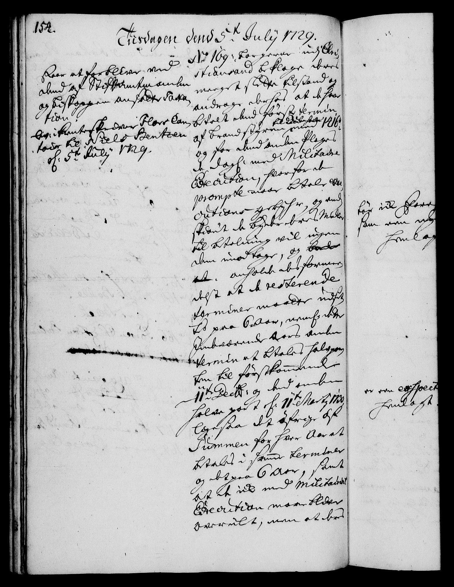 Rentekammeret, Kammerkanselliet, RA/EA-3111/G/Gh/Gha/L0011: Norsk ekstraktmemorialprotokoll (merket RK 53.56), 1729, p. 154