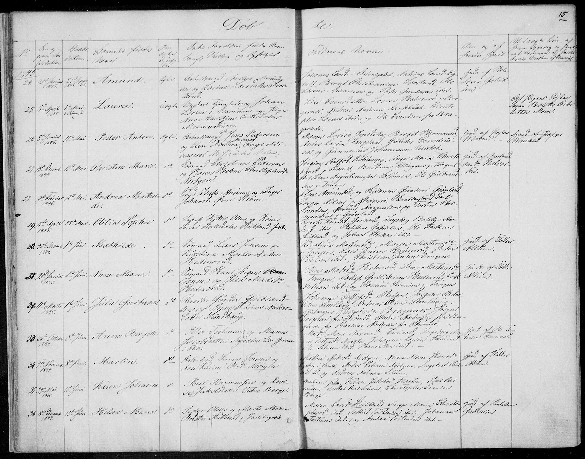 Skoger kirkebøker, AV/SAKO-A-59/F/Fa/L0003: Parish register (official) no. I 3, 1842-1861, p. 15