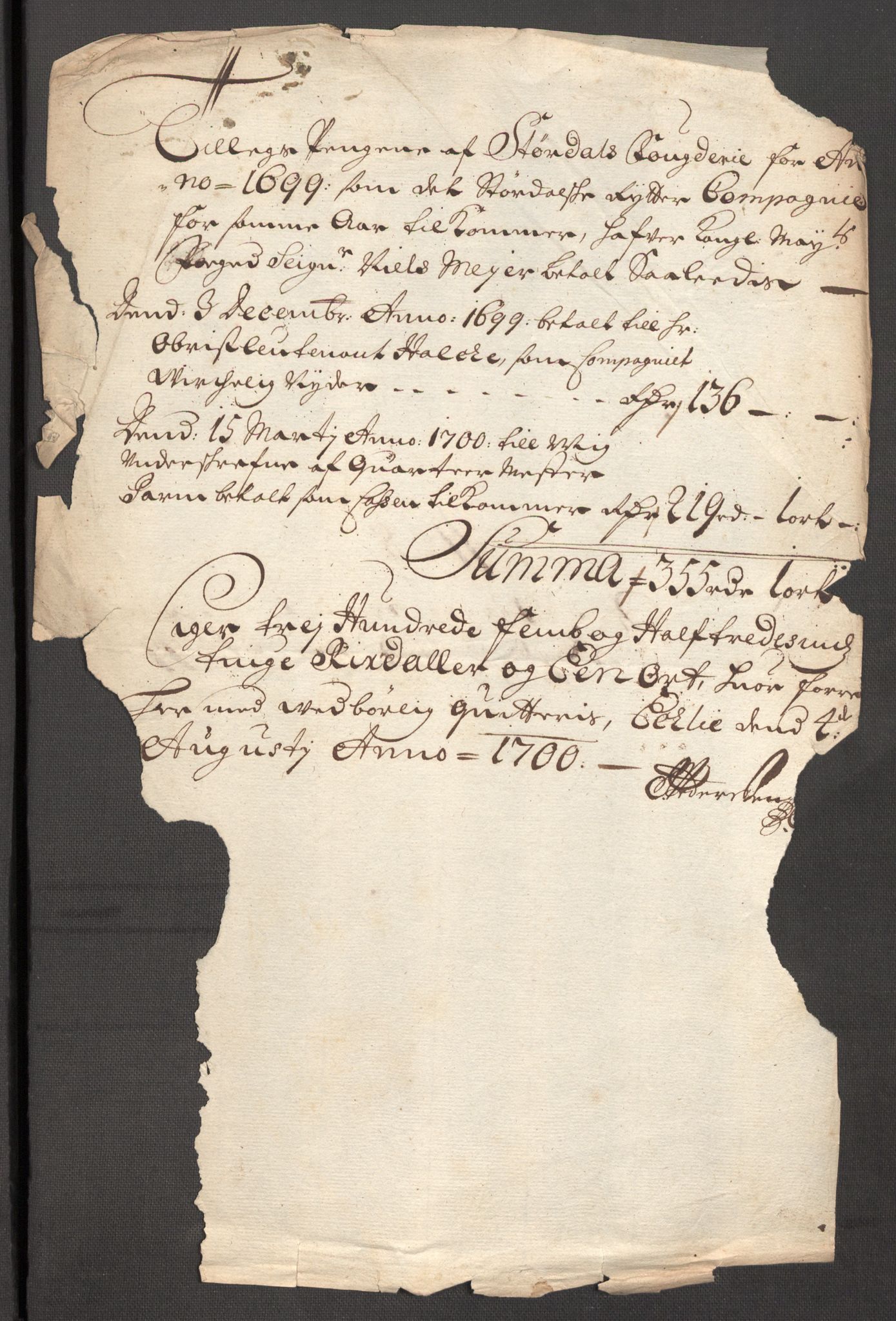 Rentekammeret inntil 1814, Reviderte regnskaper, Fogderegnskap, AV/RA-EA-4092/R62/L4191: Fogderegnskap Stjørdal og Verdal, 1699, p. 315