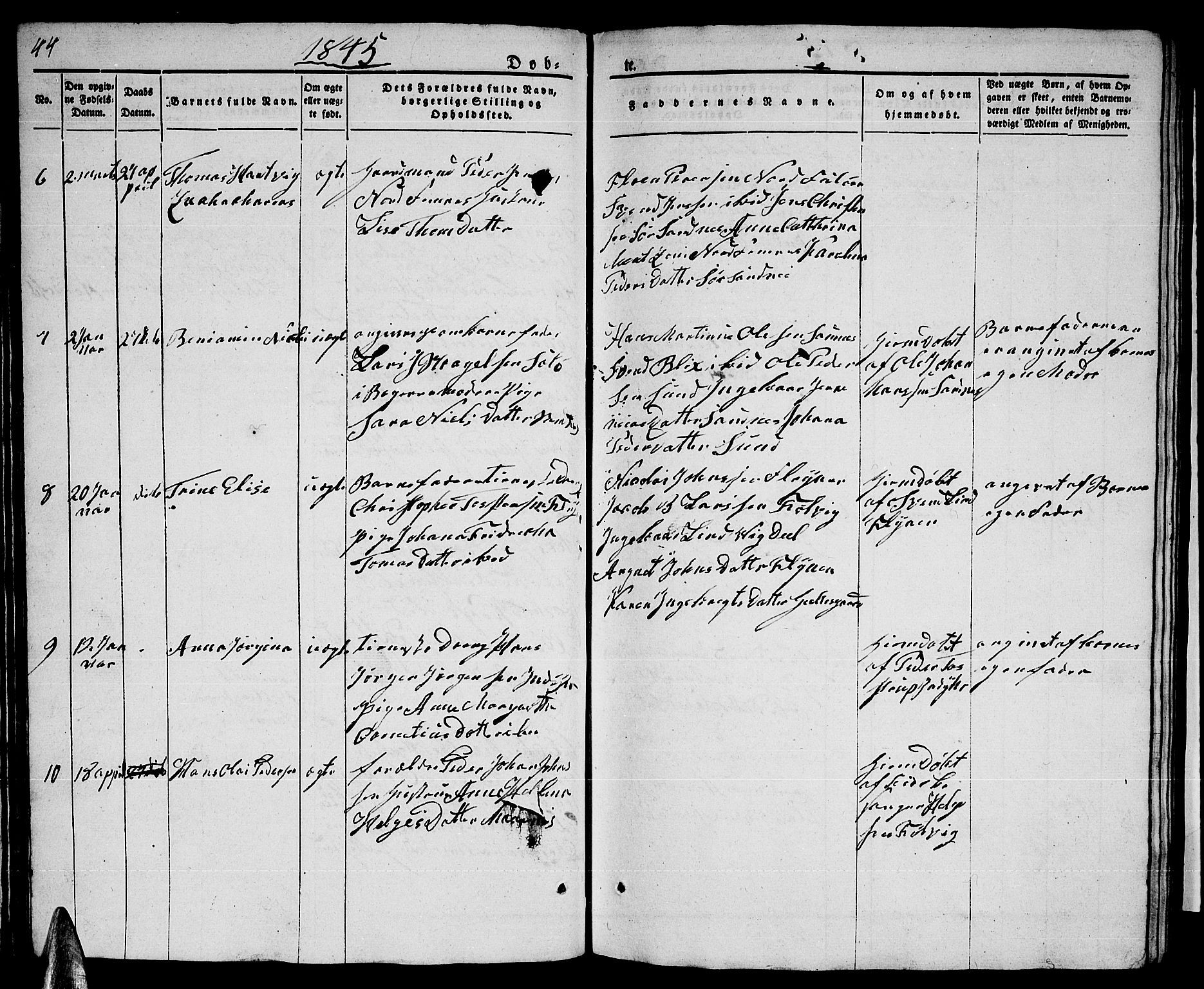 Ministerialprotokoller, klokkerbøker og fødselsregistre - Nordland, AV/SAT-A-1459/805/L0106: Parish register (copy) no. 805C02, 1841-1861, p. 44