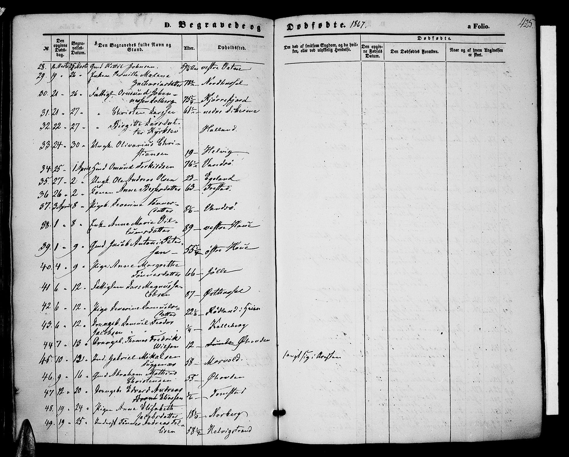 Lista sokneprestkontor, AV/SAK-1111-0027/F/Fb/L0003: Parish register (copy) no. B 3, 1862-1877, p. 425