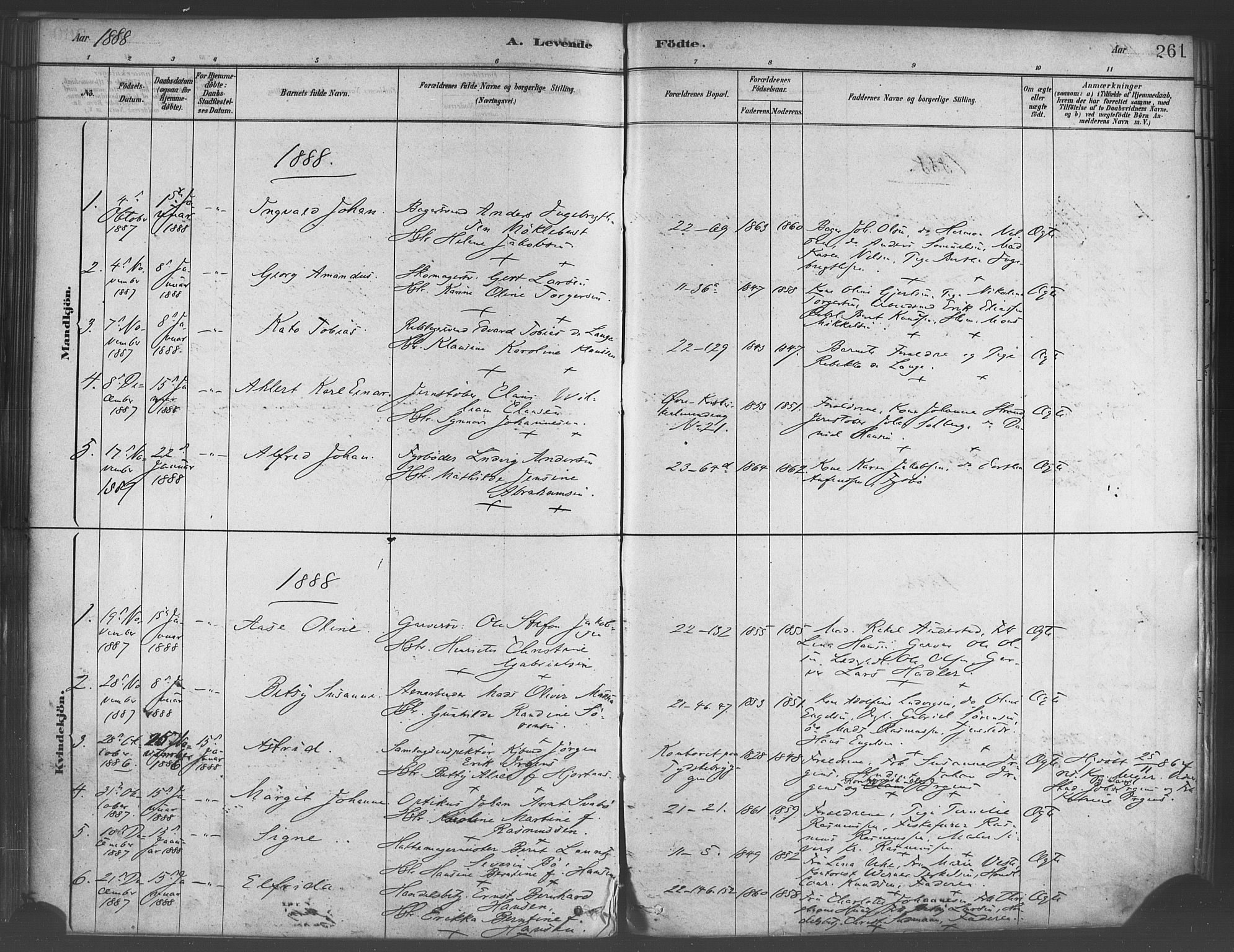 Korskirken sokneprestembete, SAB/A-76101/H/Haa/L0021: Parish register (official) no. B 7, 1878-1889, p. 261